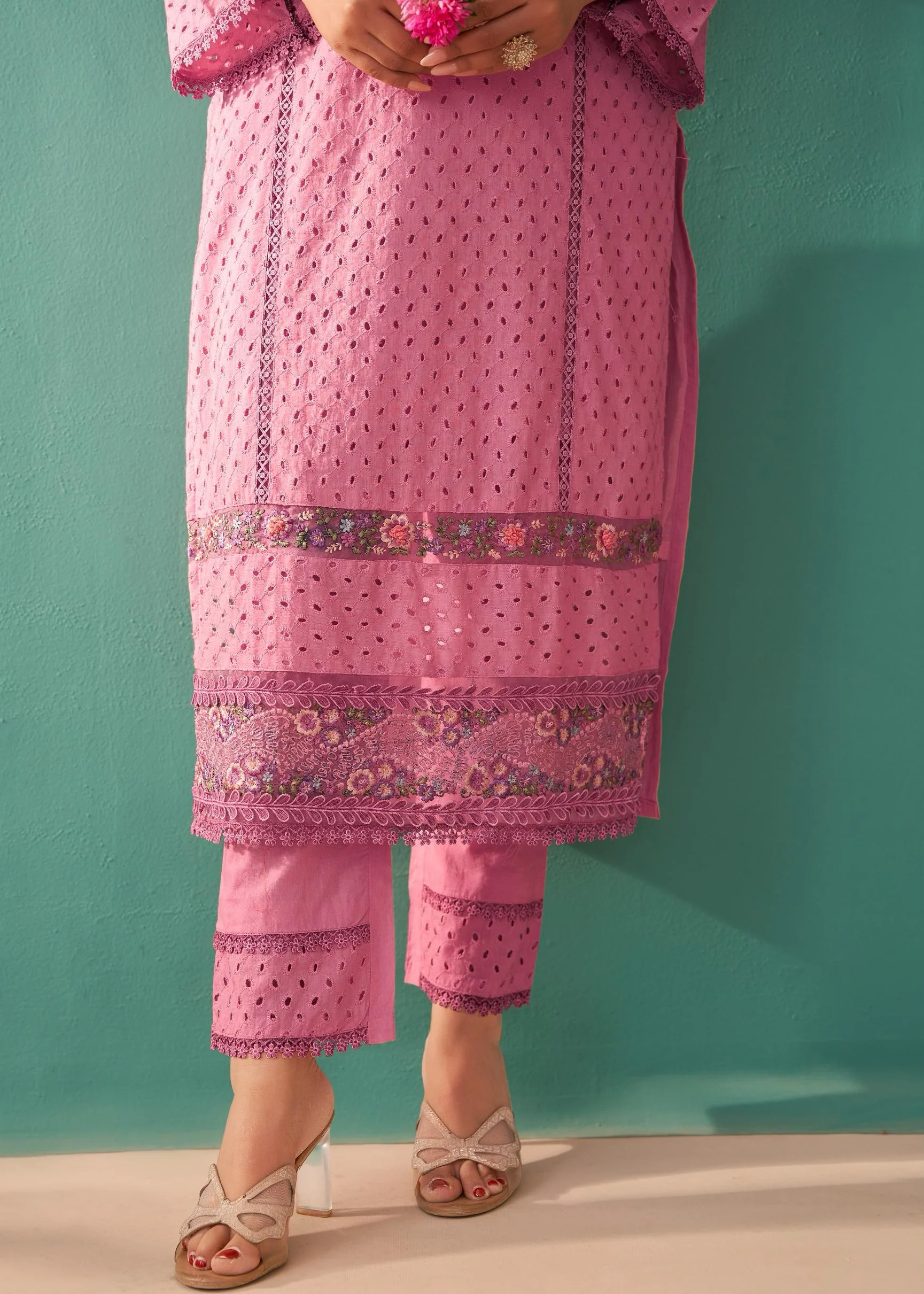 Nadira Punch Schiffli Cotton embroidery suit set - Image 6