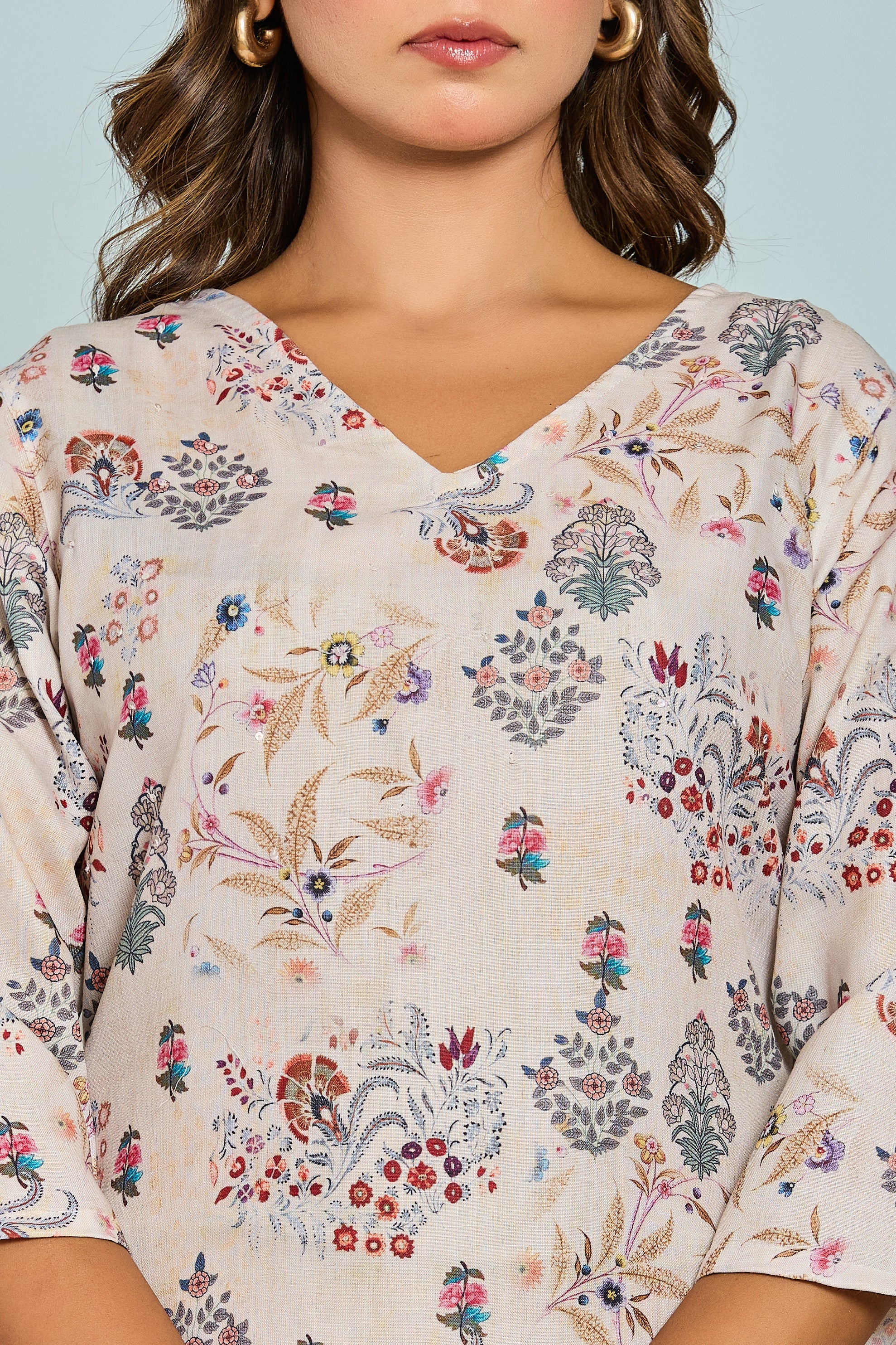 Bindiya Pearl Linen Printed Kurta Pant Set - Image 4