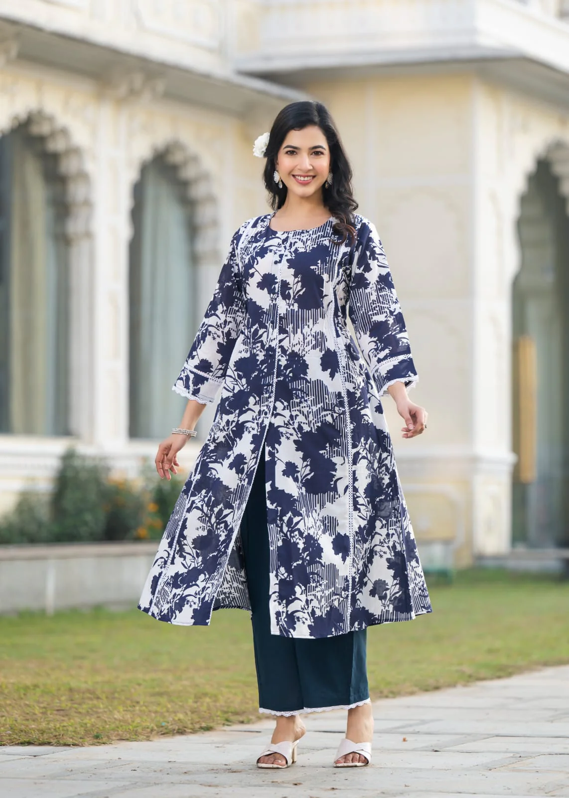 Colba azure printed cotton kurta pant set - Image 6