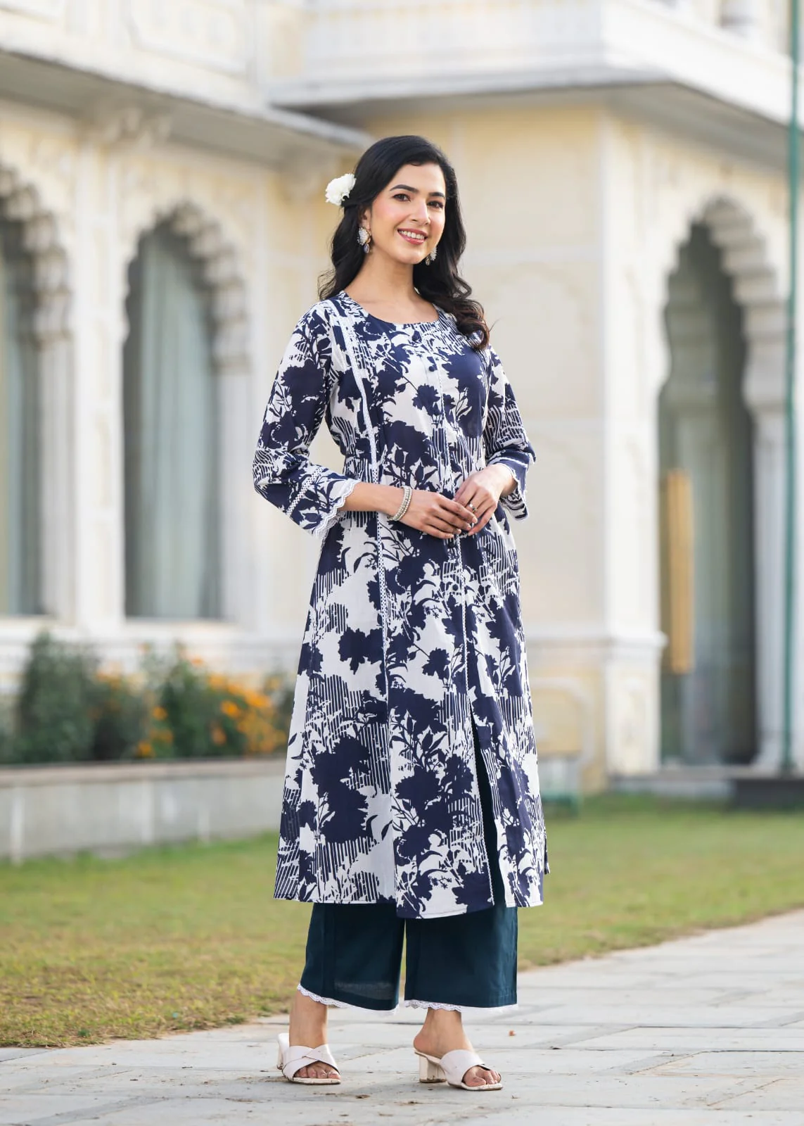 Colba azure printed cotton kurta pant set - Image 7