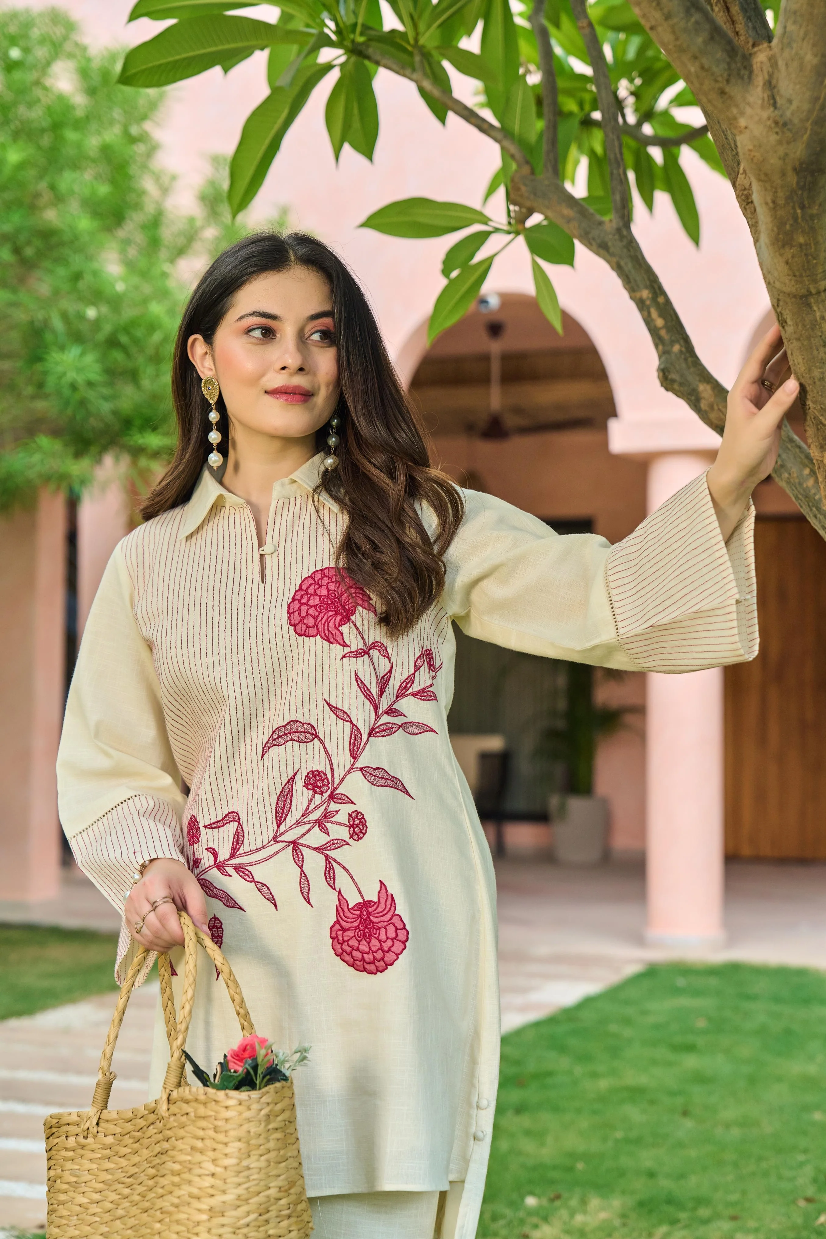Mahua Roses Applique Cotton Co-ord Set - Image 4