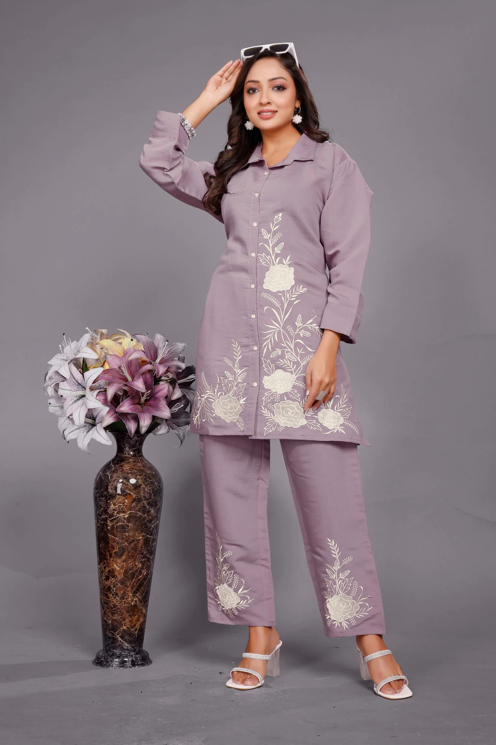 Divya Periwinkle Emrboidered Co-ord Set - Image 4