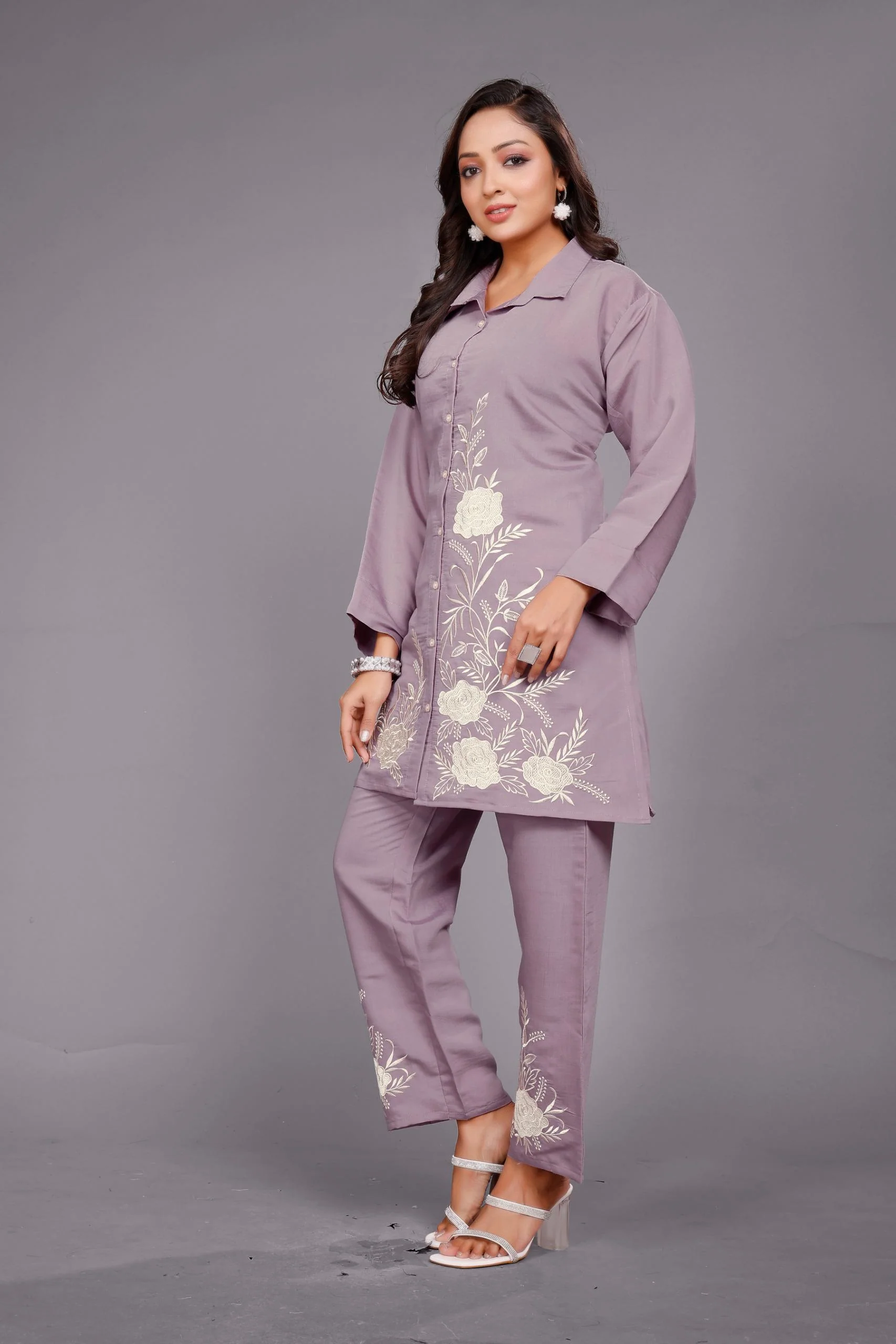 Divya Periwinkle Emrboidered Co-ord Set - Image 5
