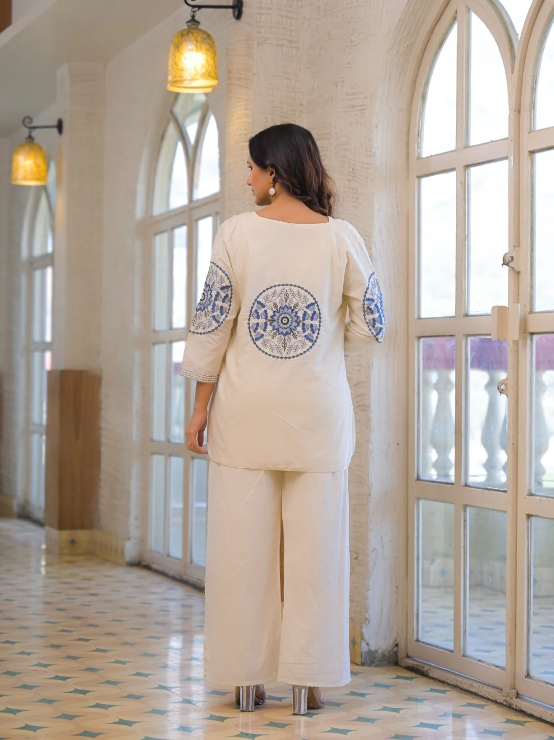 Mayri Merino Embrodiery Cotton Jacket Co-ord Set - Image 3
