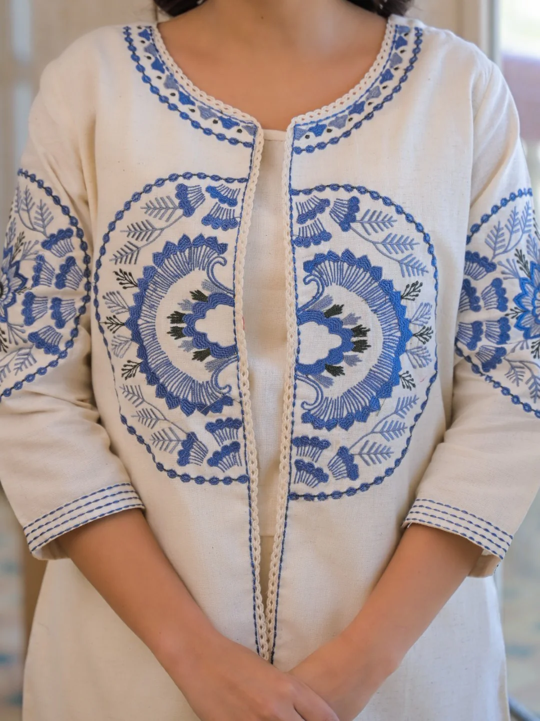 Mayri Merino Embrodiery Cotton Jacket Co-ord Set - Image 4
