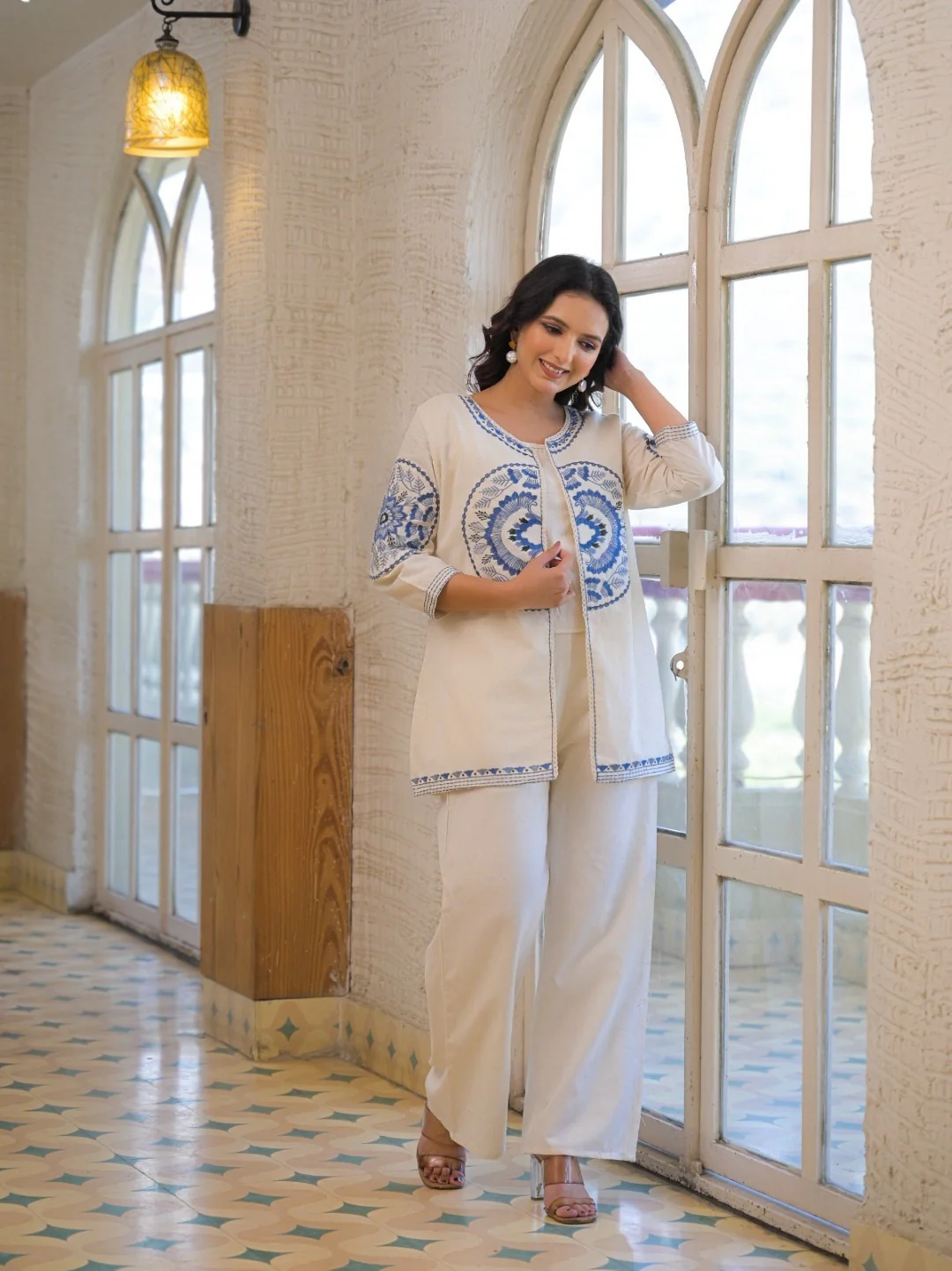 Mayri Merino Embrodiery Cotton Jacket Co-ord Set - Image 8