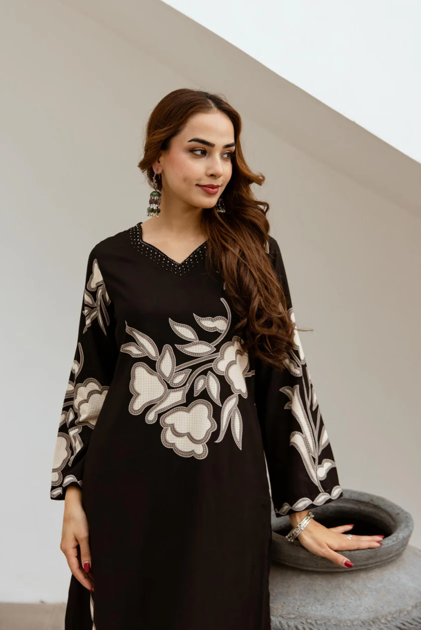Bakul Charcoal Kurta Pant set - Image 2