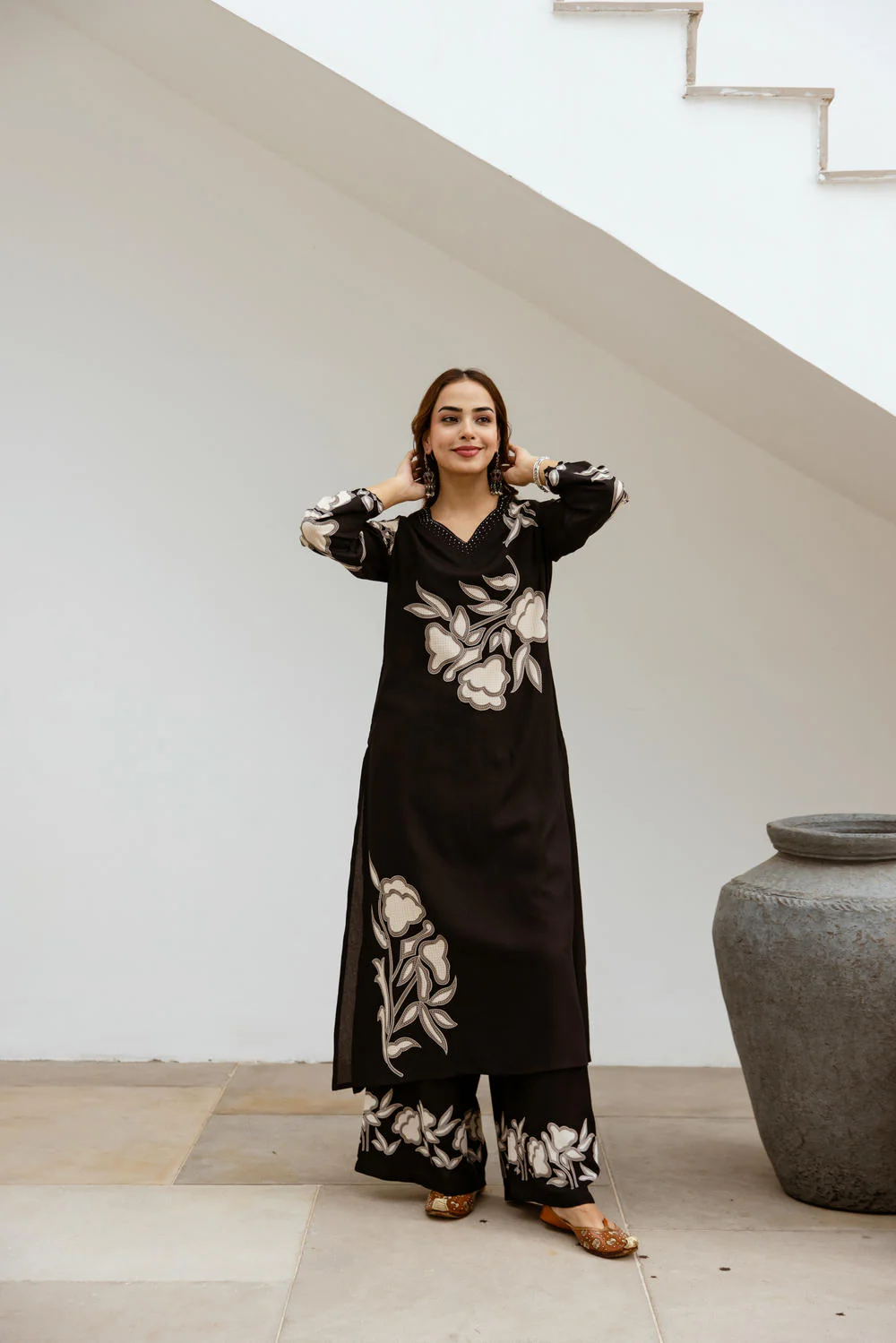 Bakul Charcoal Kurta Pant set - Image 4