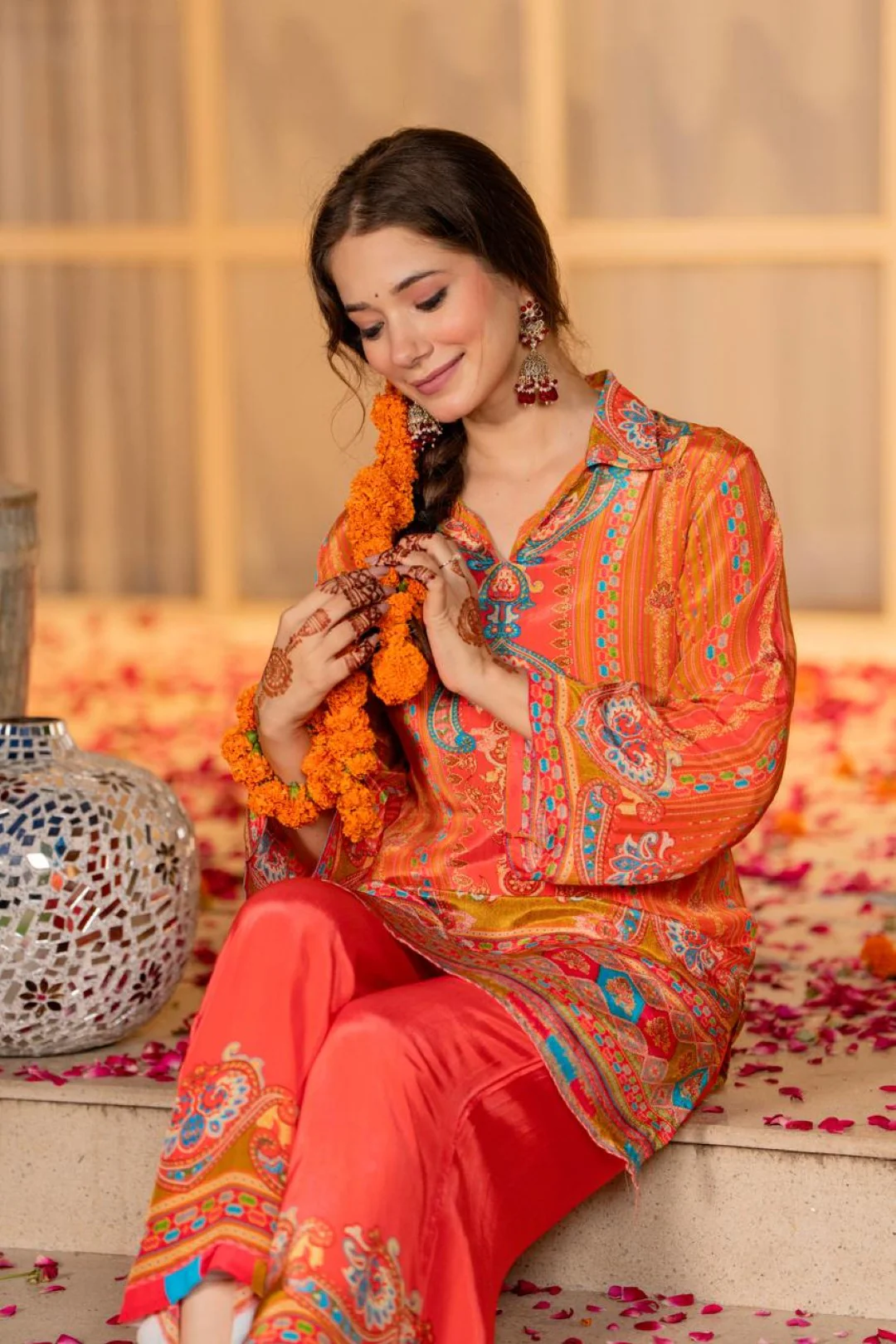 Jayti Tangerine Printed work co-ord Set - Image 10