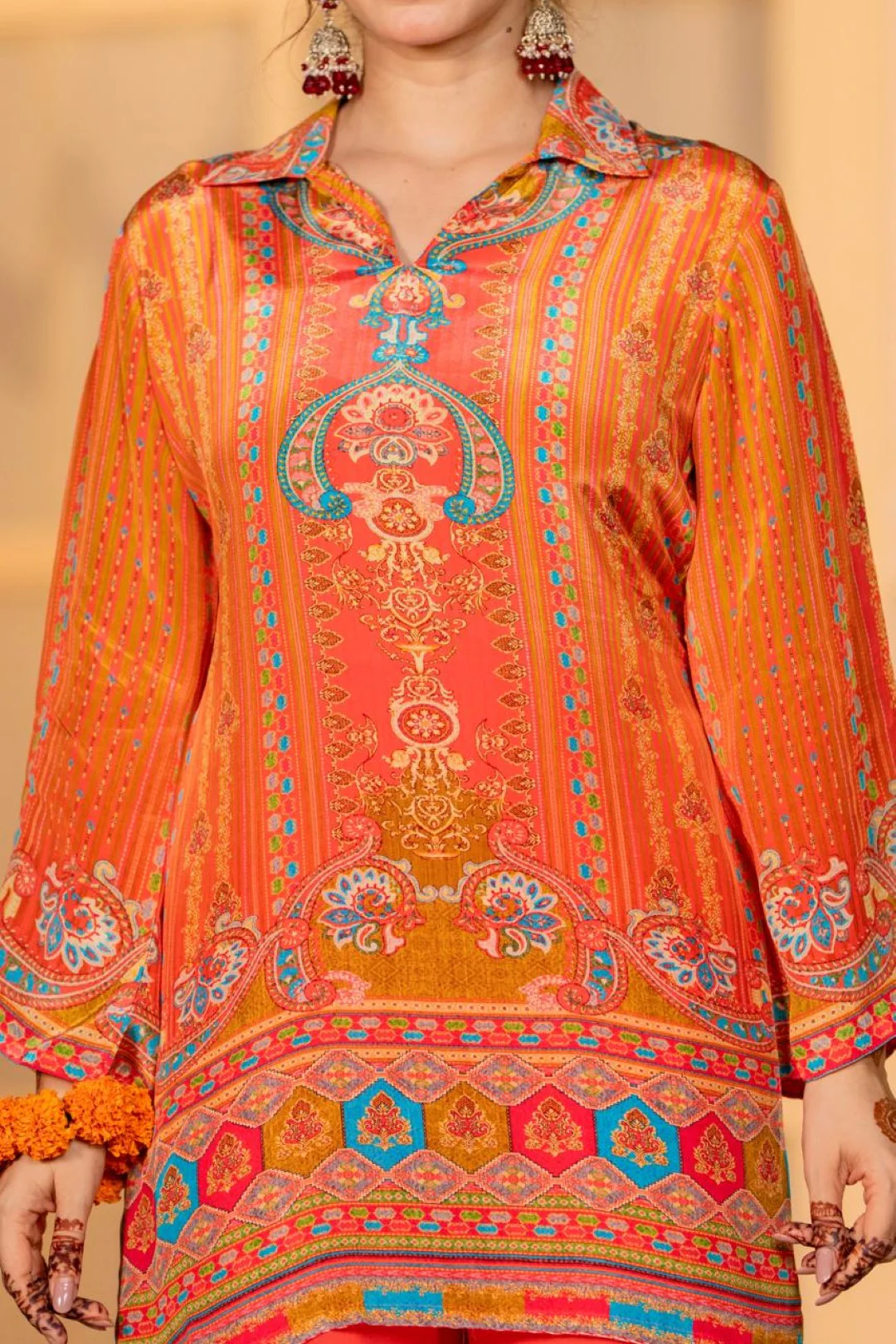 Jayti Tangerine Printed work co-ord Set - Image 12
