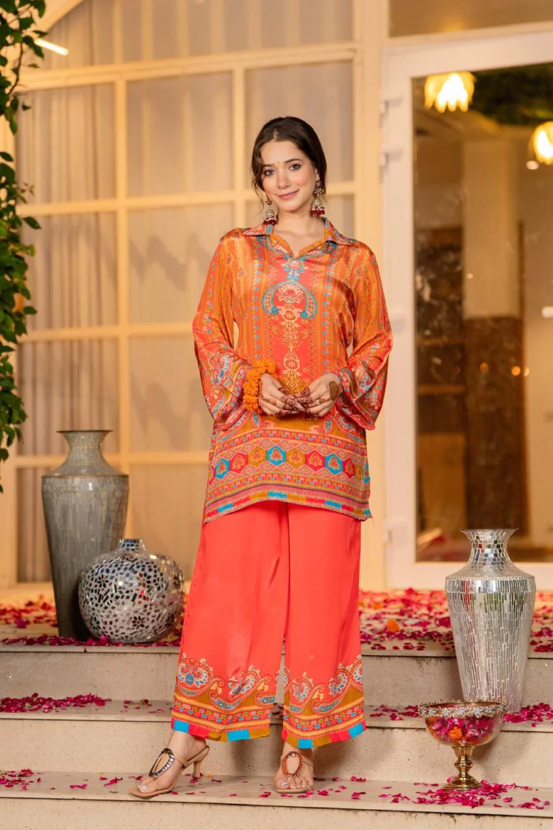 Jayti Tangerine Printed work co-ord Set - Image 14