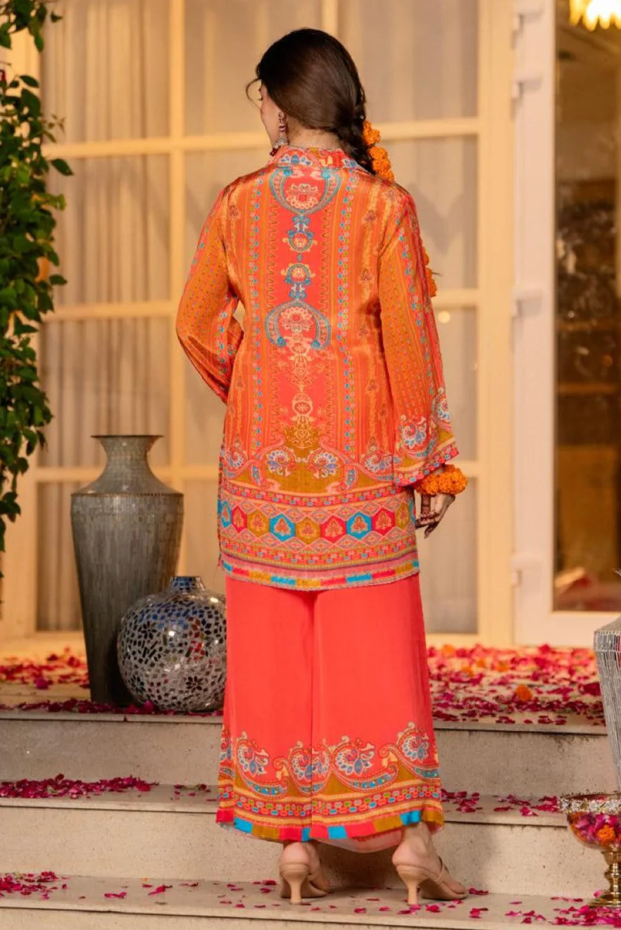 Jayti Tangerine Printed work co-ord Set - Image 3
