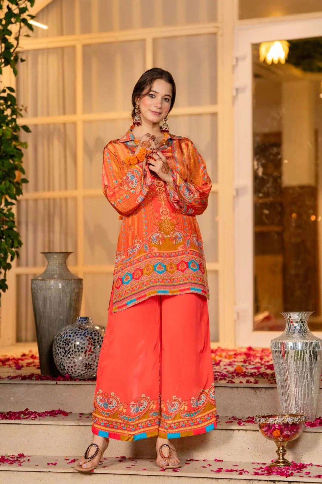 Jayti Tangerine Printed work co-ord Set - Image 6