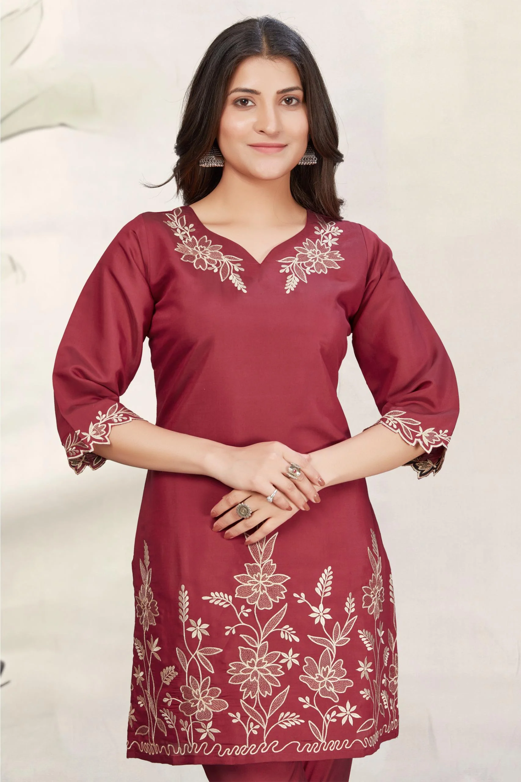 Divya Auburn Embroidered Co-ord Set - Image 2