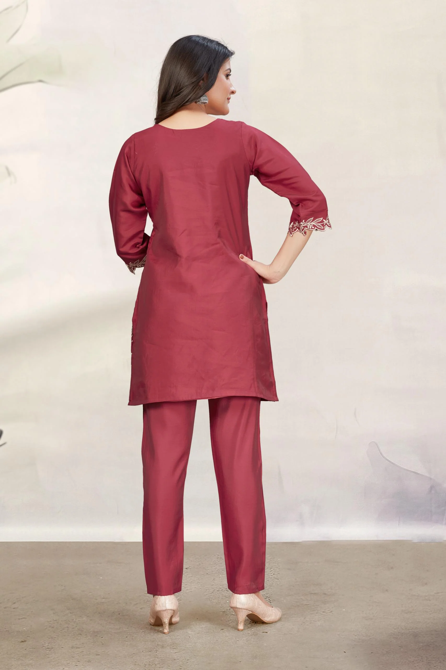 Divya Auburn Embroidered Co-ord Set - Image 3