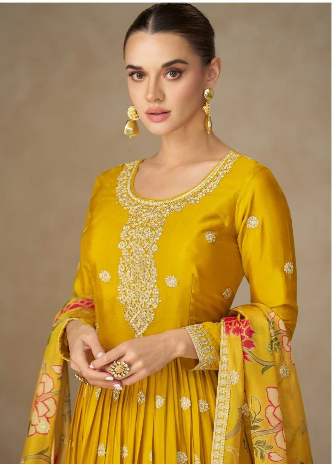 Mangal Maize full work Anarkali Dupatta set - Image 2