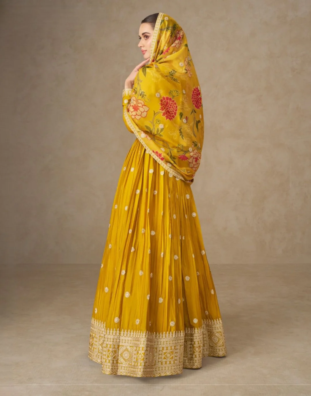 Mangal Maize full work Anarkali Dupatta set - Image 4