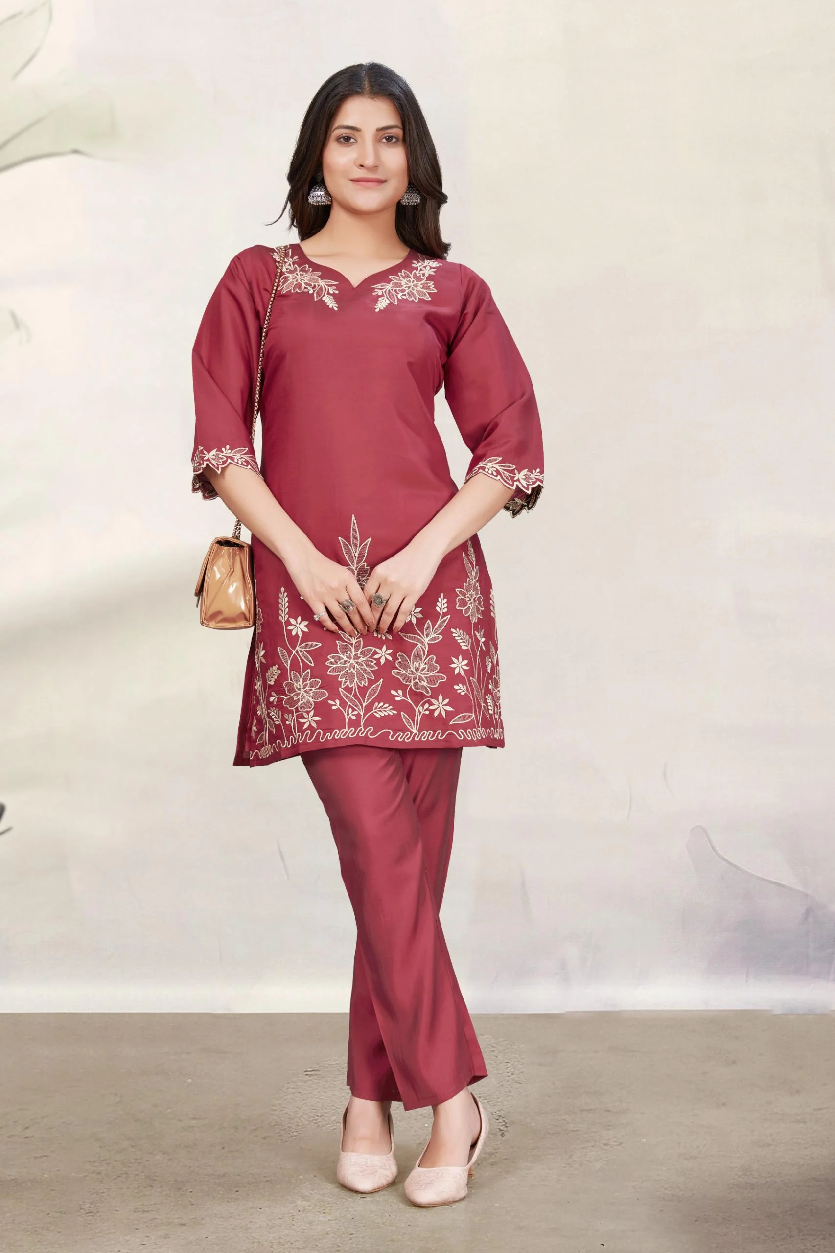 Divya Auburn Embroidered Co-ord Set - Image 4
