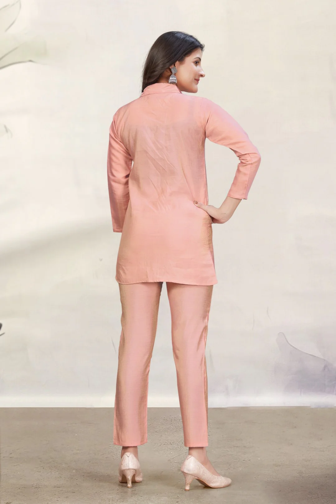 Divya Apricot Mirror Work Co-ord Set - Image 3