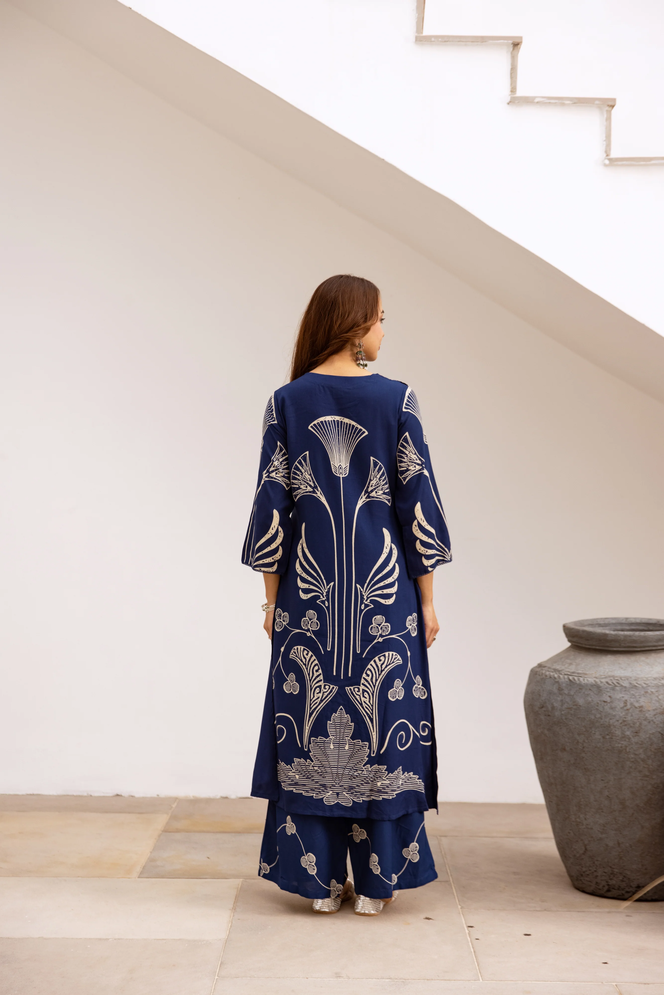 Bakul lapis printed cotton kurta pant set - Image 3