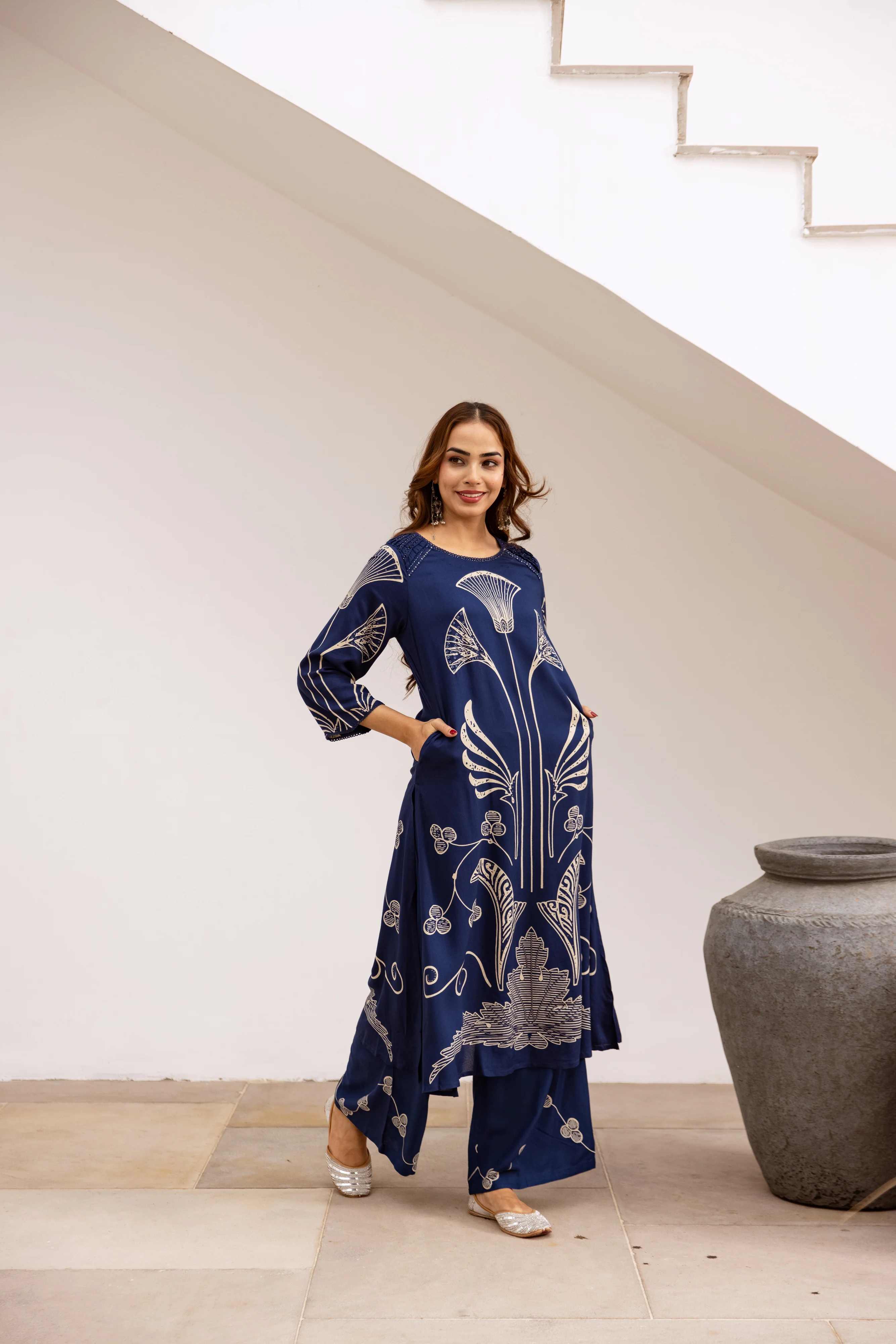 Bakul lapis printed cotton kurta pant set - Image 5
