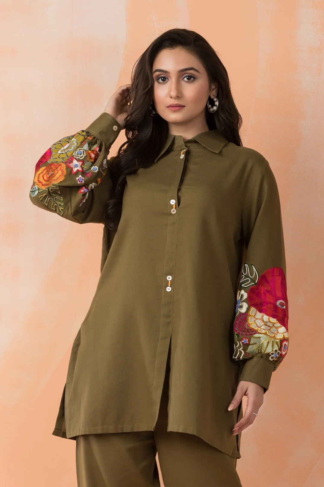 Sabhya Olive Embroidery Co-ord set - Image 2