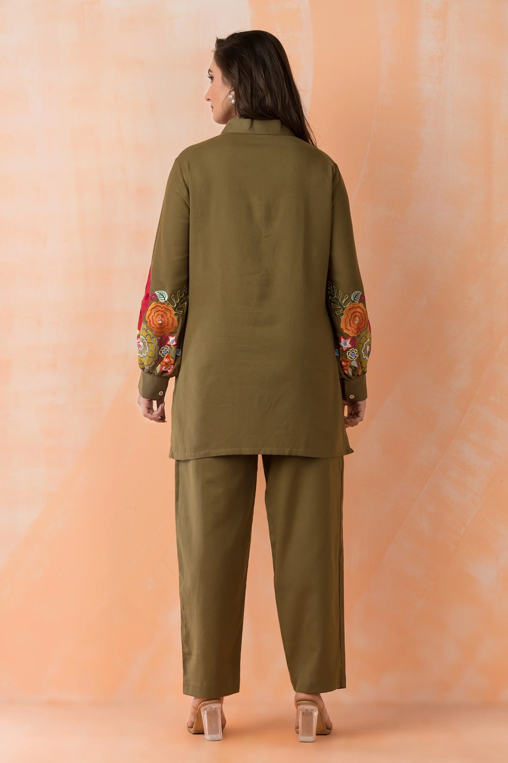 Sabhya Olive Embroidery Co-ord set - Image 3