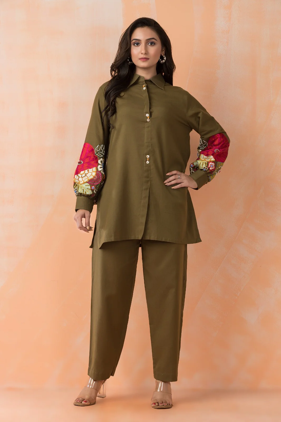 Sabhya Olive Embroidery Co-ord set - Image 4