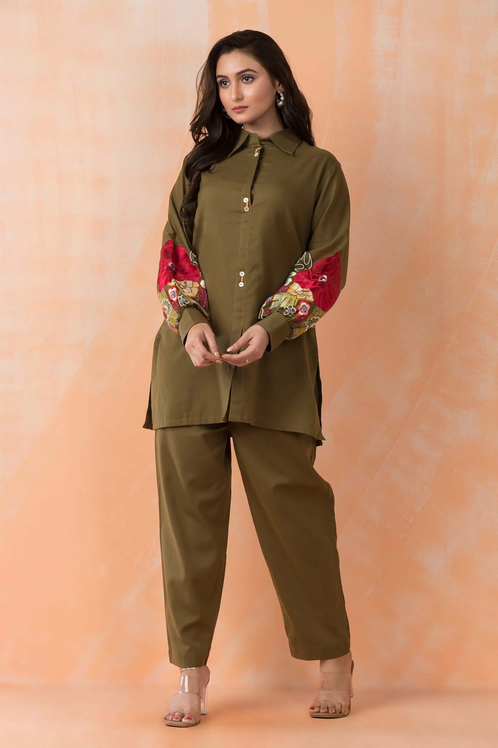 Sabhya Olive Embroidery Co-ord set - Image 5