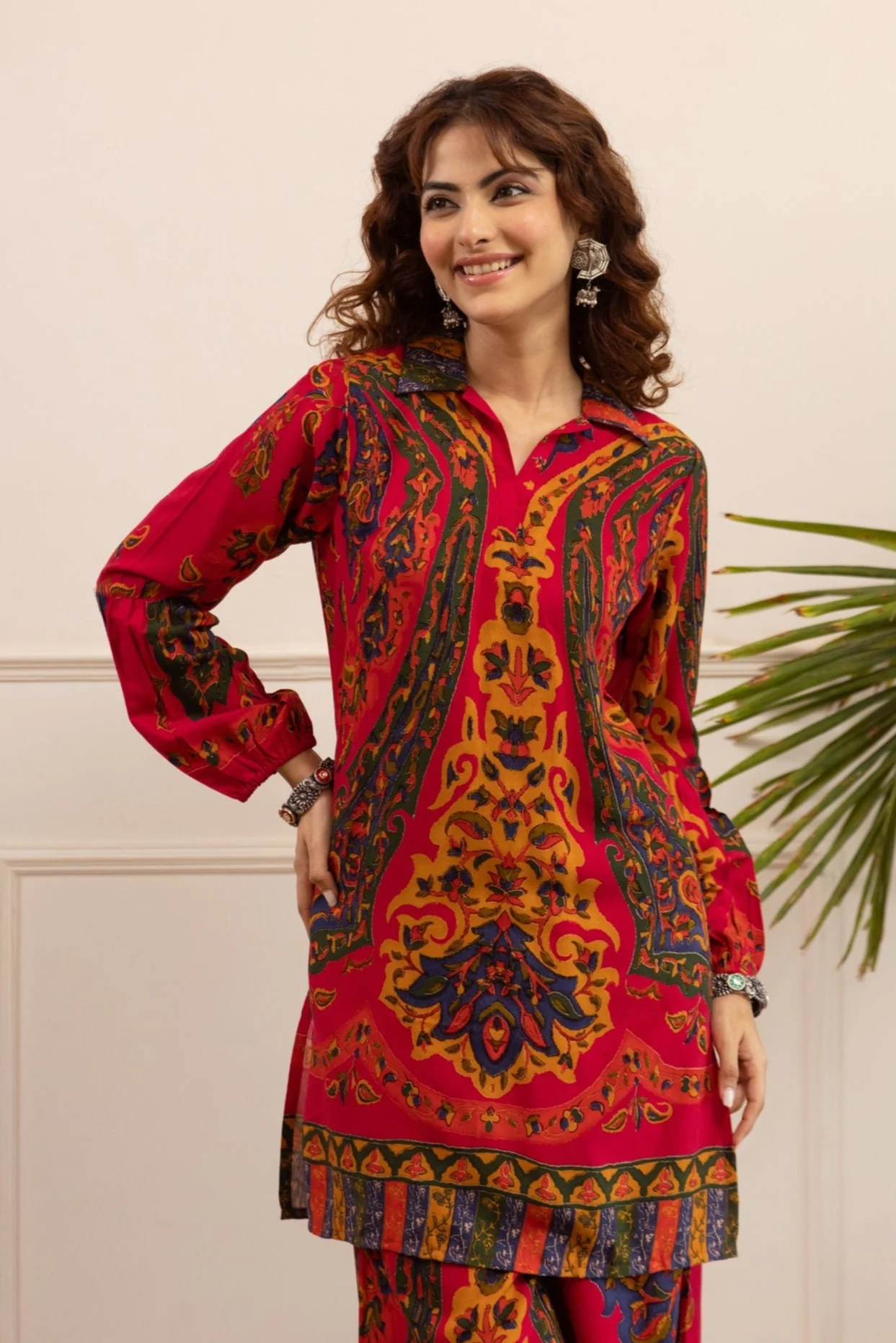Kabool Berry Printed Cotton Co-ord Set - Image 2