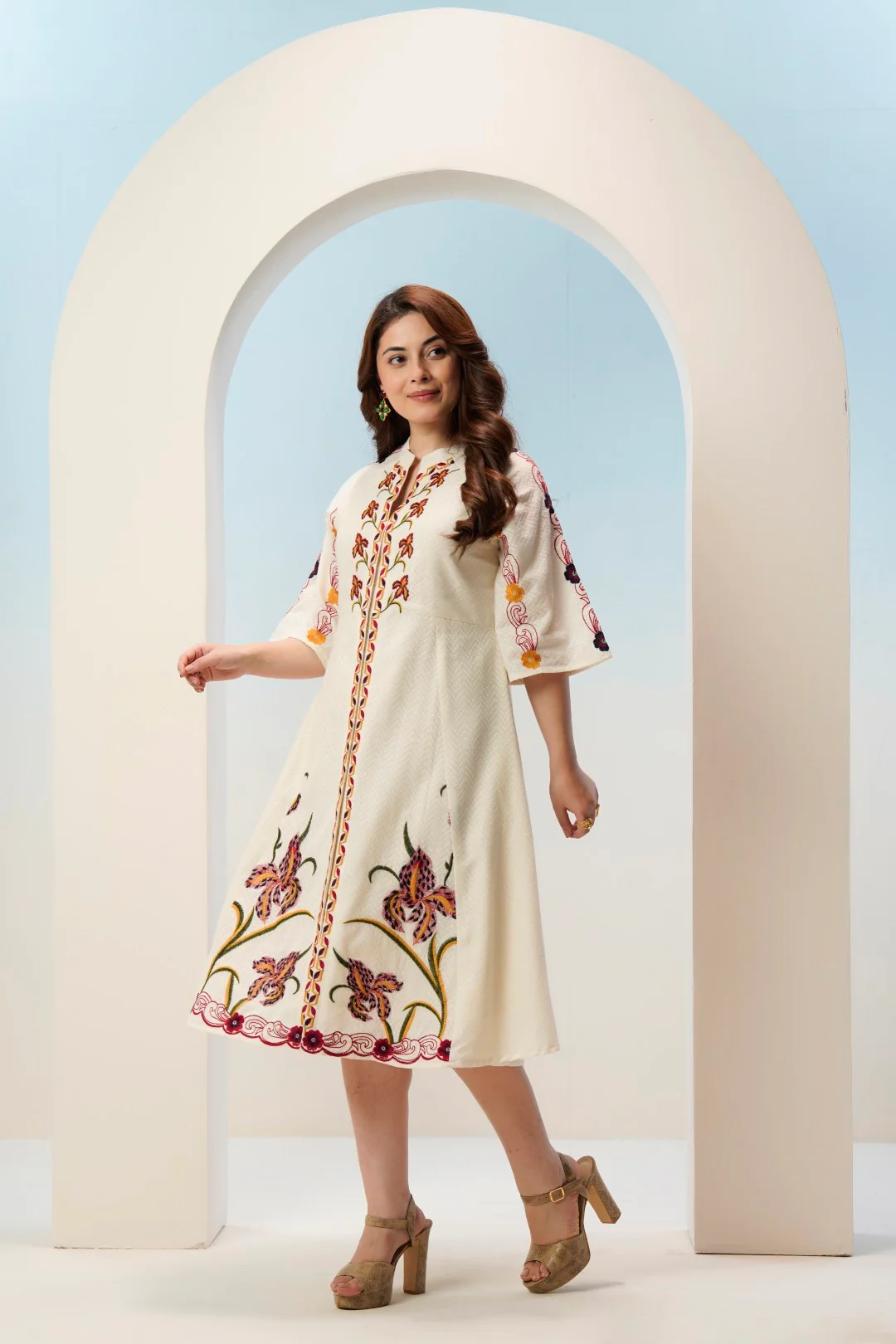 Tatva Merino embroidery Cotton Dress - Image 6
