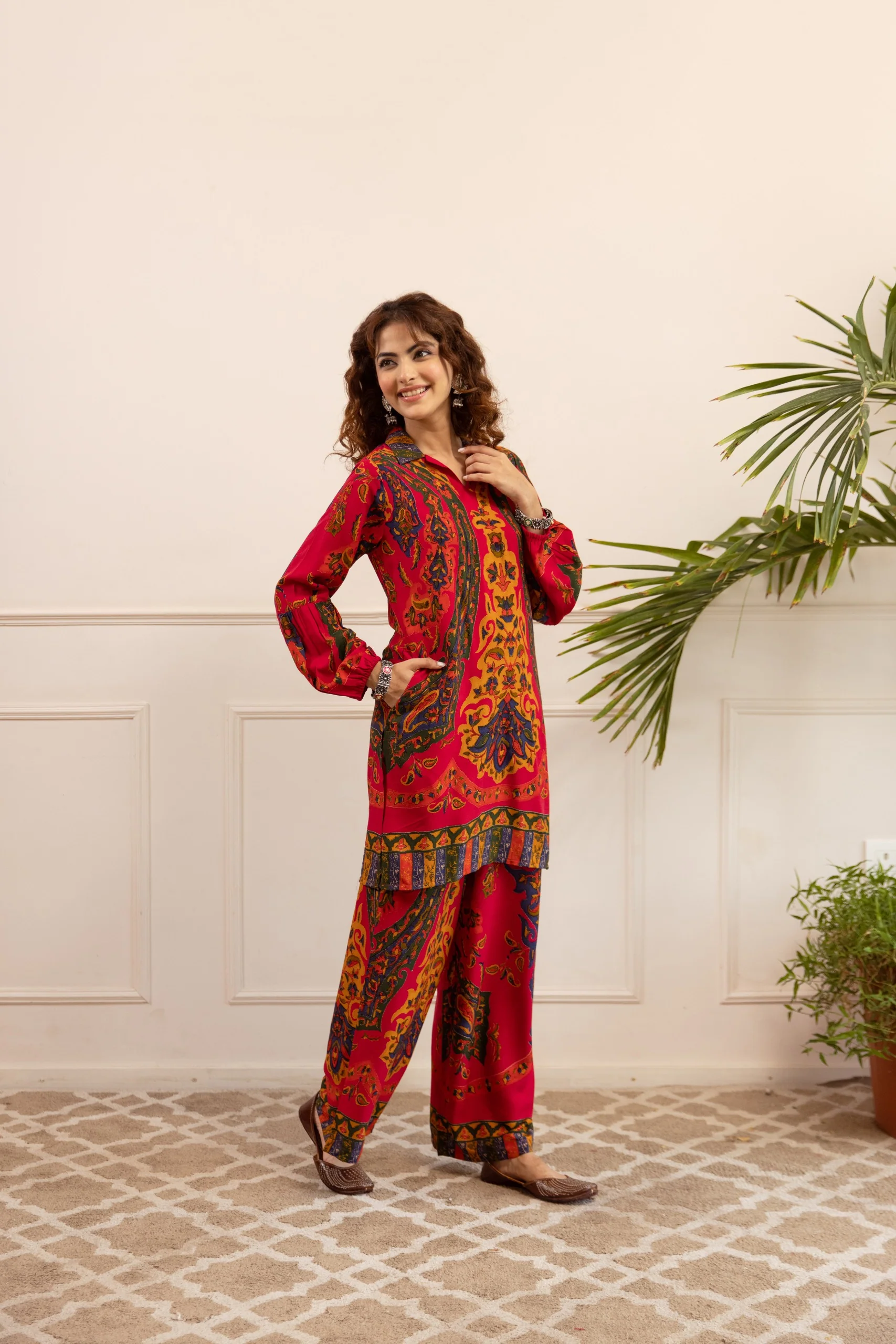 Kabool Berry Printed Cotton Co-ord Set - Image 5