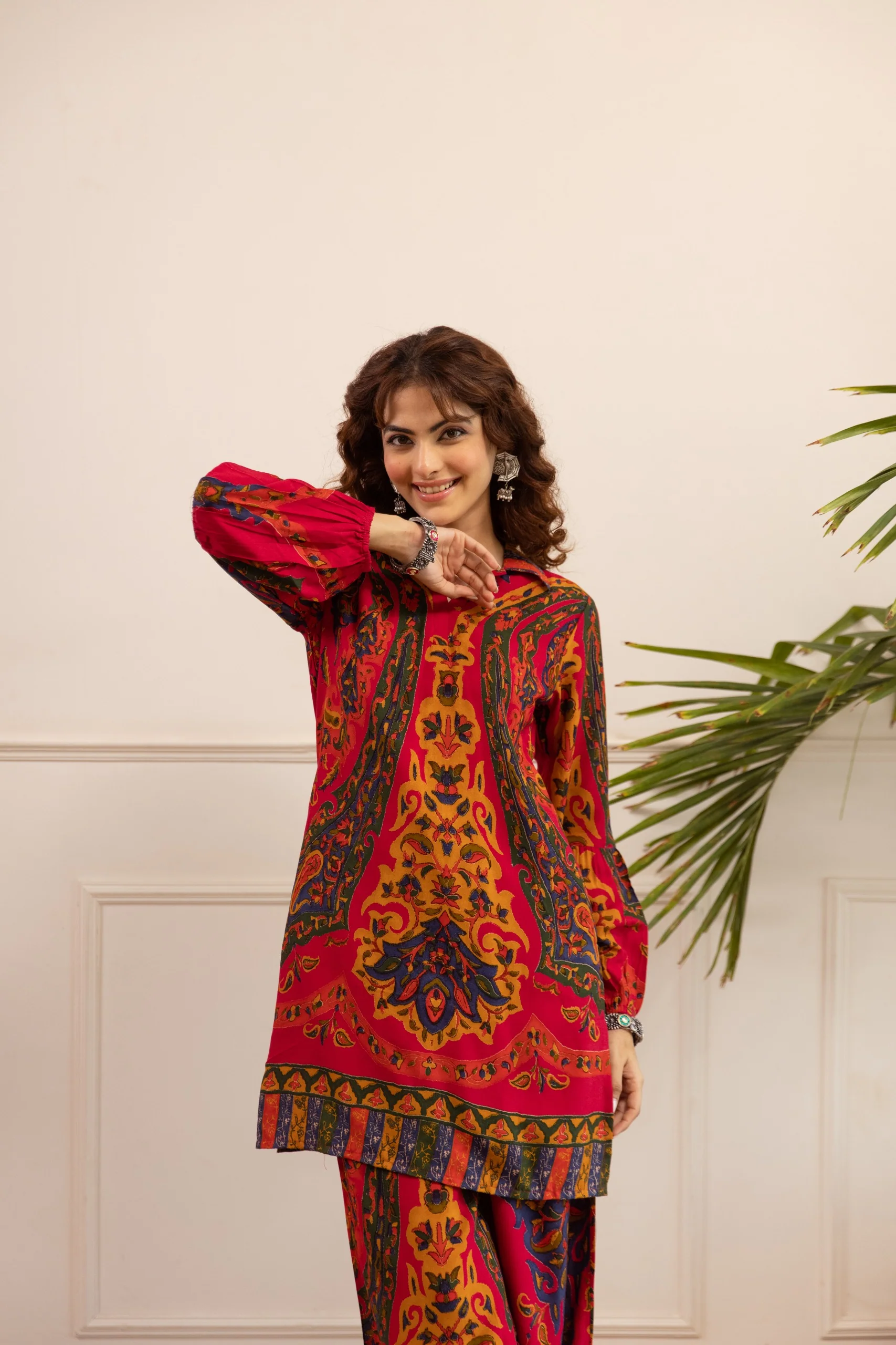 Kabool Berry Printed Cotton Co-ord Set - Image 6