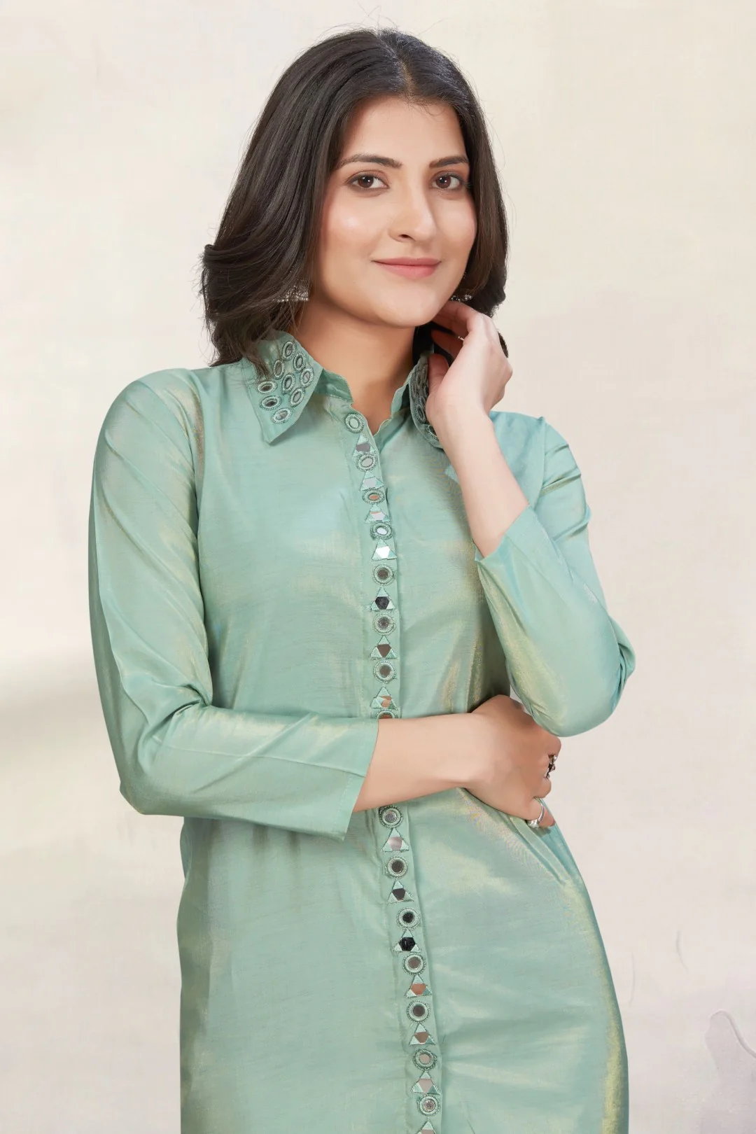 Divya Minty Mirror Work Co-ord Set - Image 2
