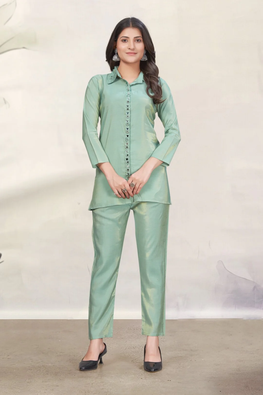 Divya Minty Mirror Work Co-ord Set - Image 4