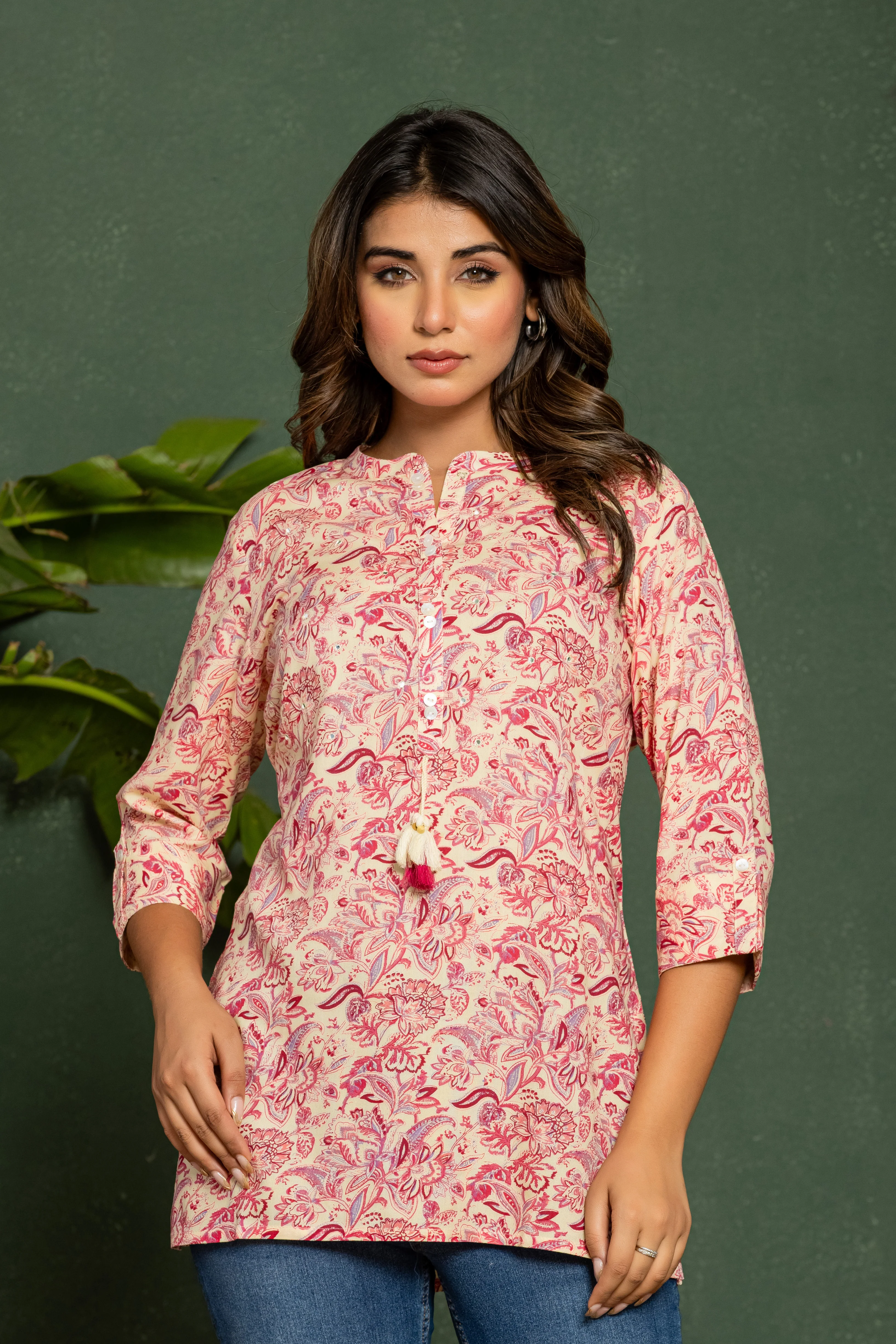 UMA BLUSH PRINTED COTTON SHORT TOP - Image 2
