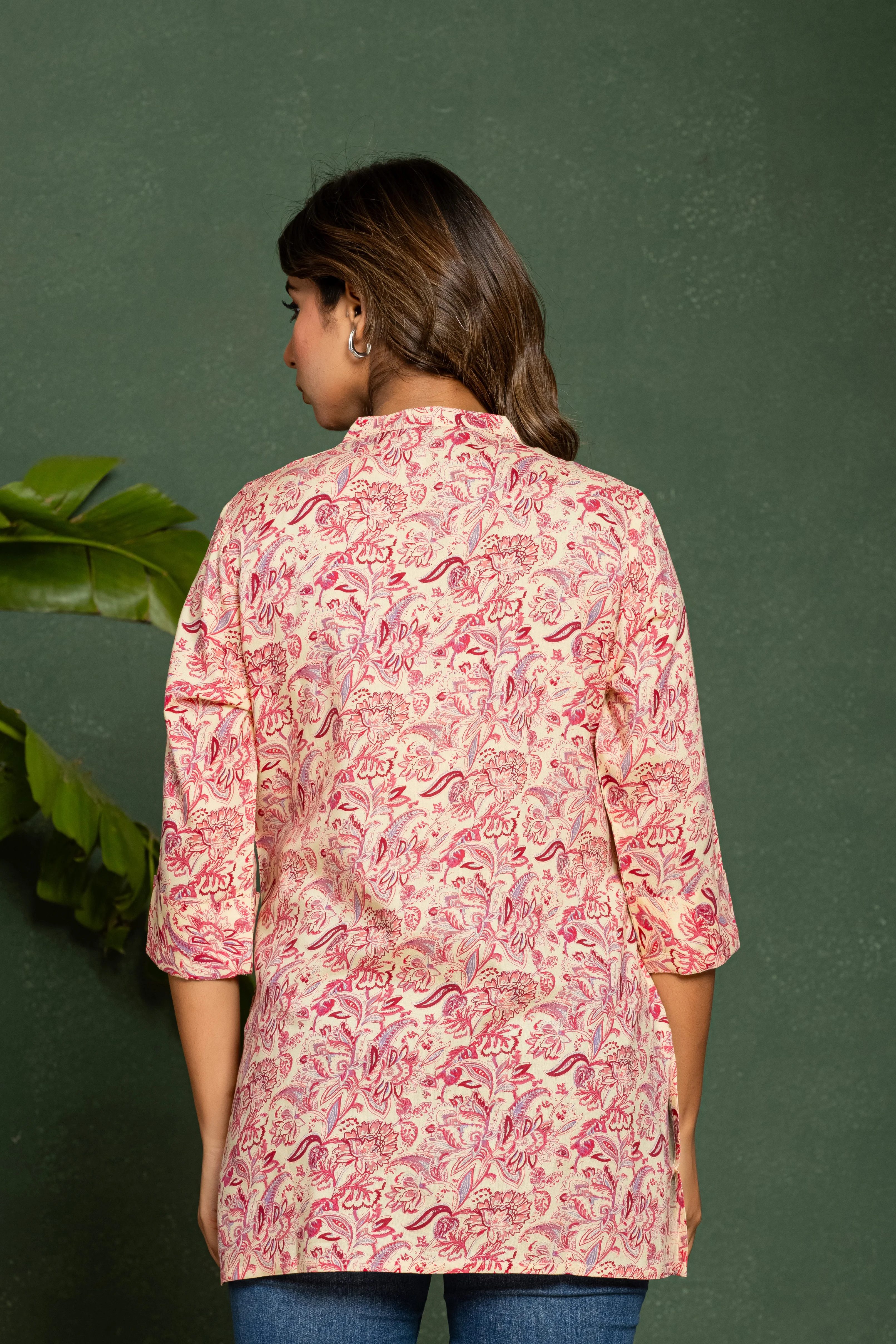 UMA BLUSH PRINTED COTTON SHORT TOP - Image 3