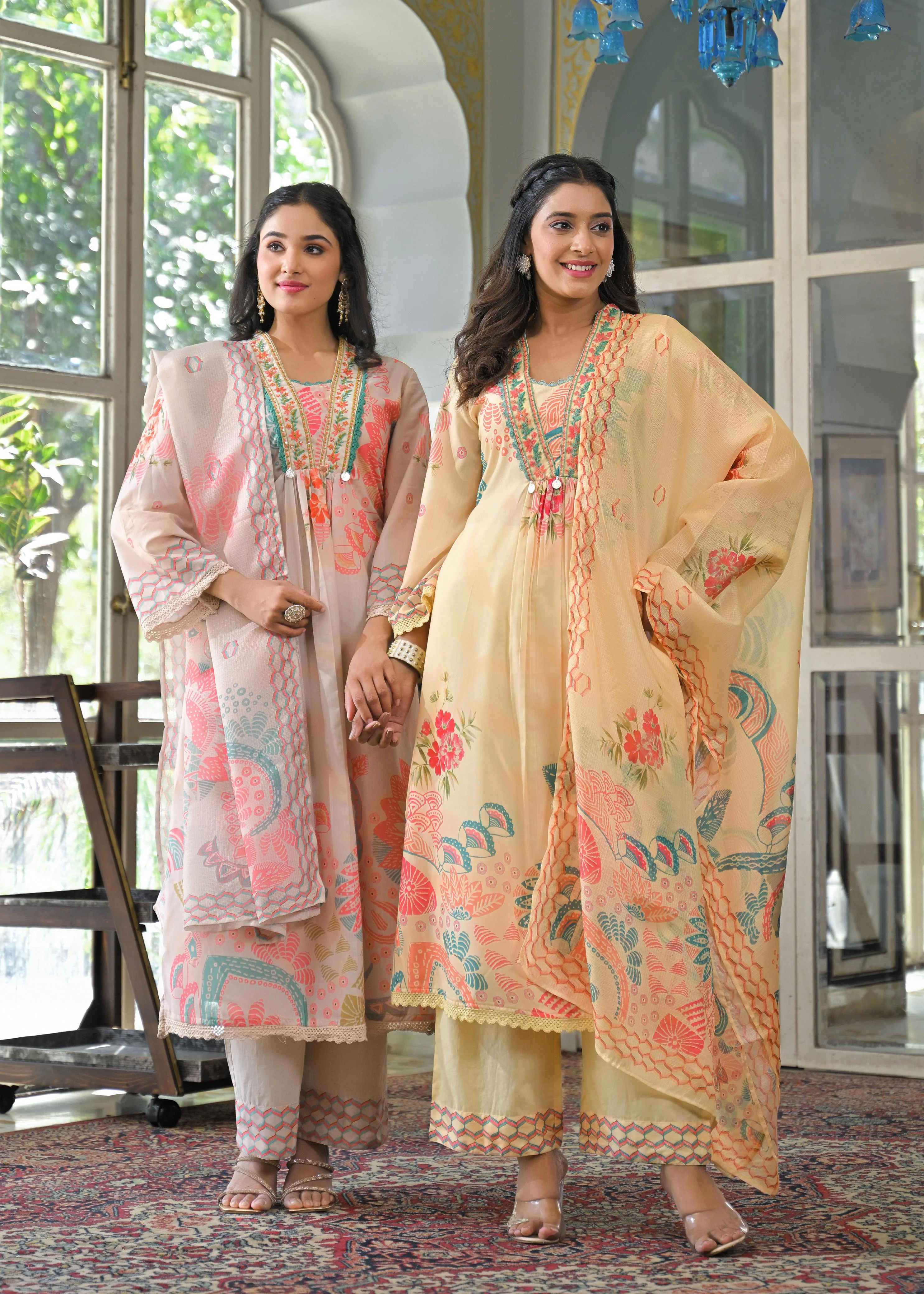 Tridhara Lime Cotton Suit Set - Image 12