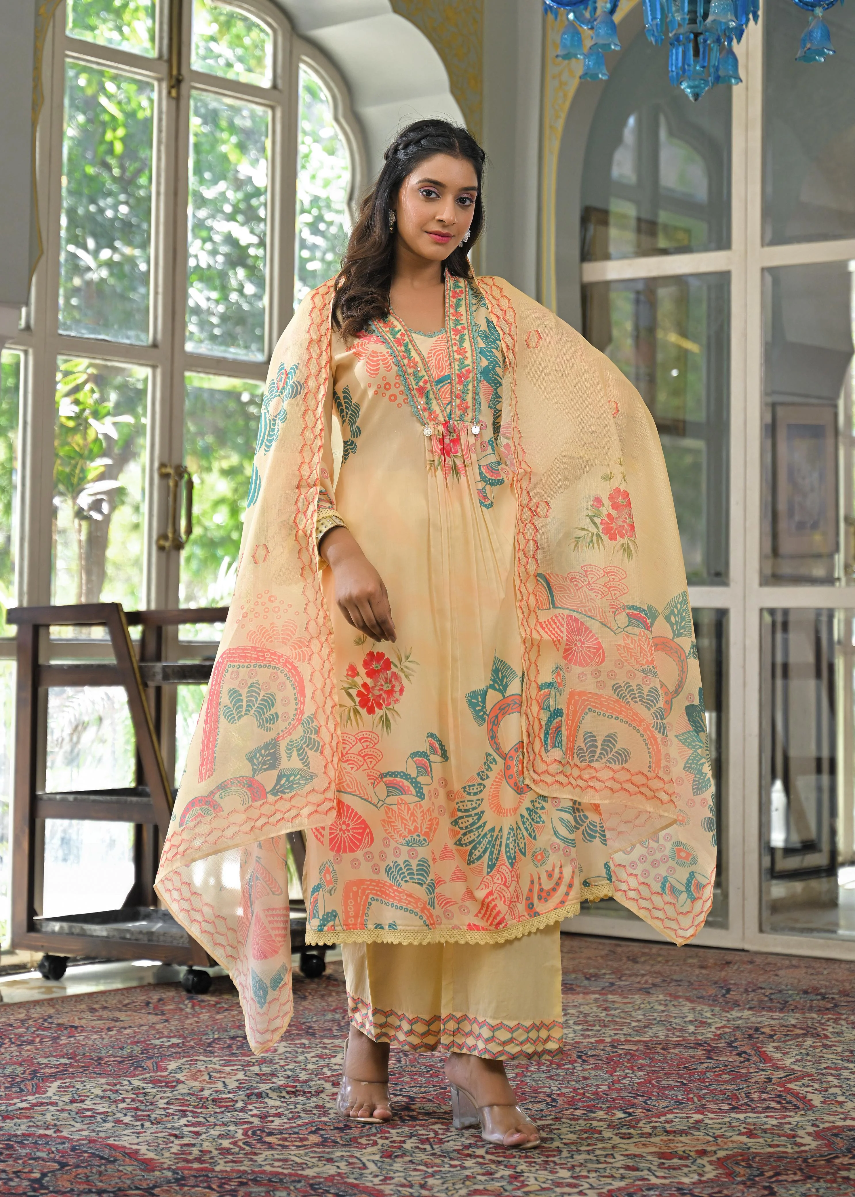 Tridhara Lime Cotton Suit Set - Image 6