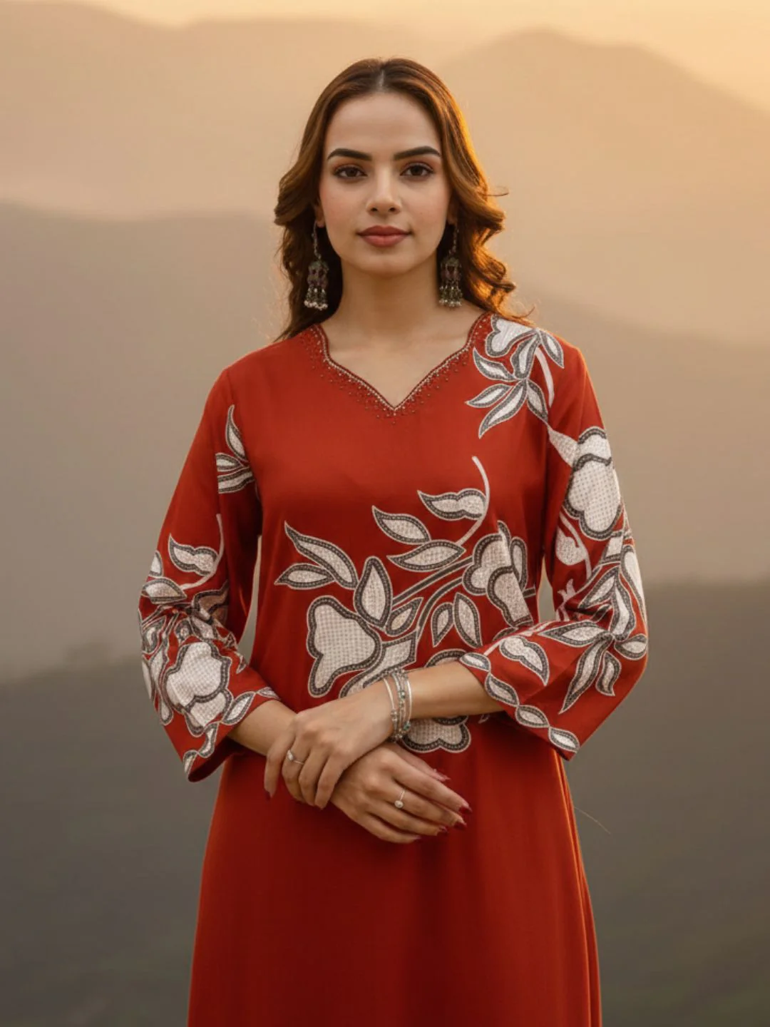 Bakul Rust Digital Print Kurta Pant Set - Image 12