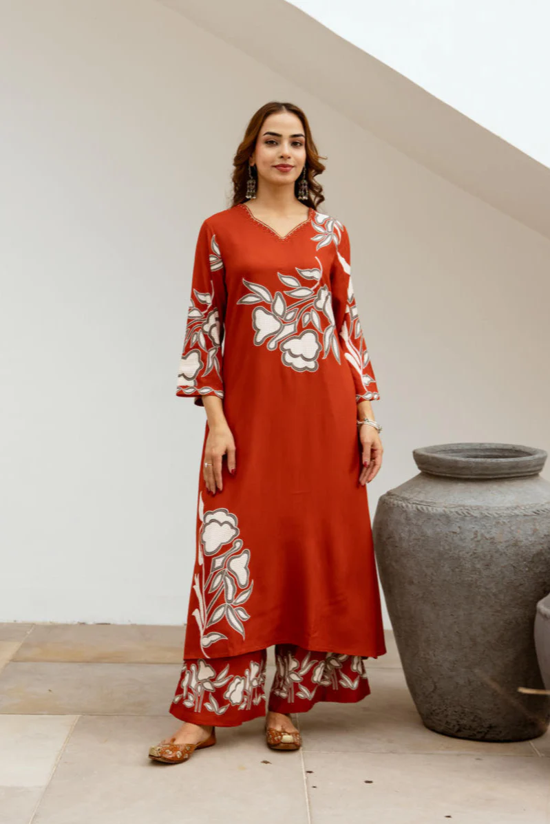 Bakul Rust Digital Print Kurta Pant Set - Image 13