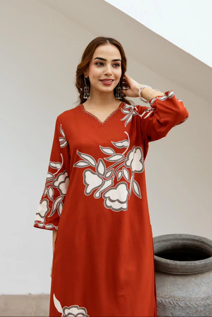 Bakul Rust Digital Print Kurta Pant Set - Image 14