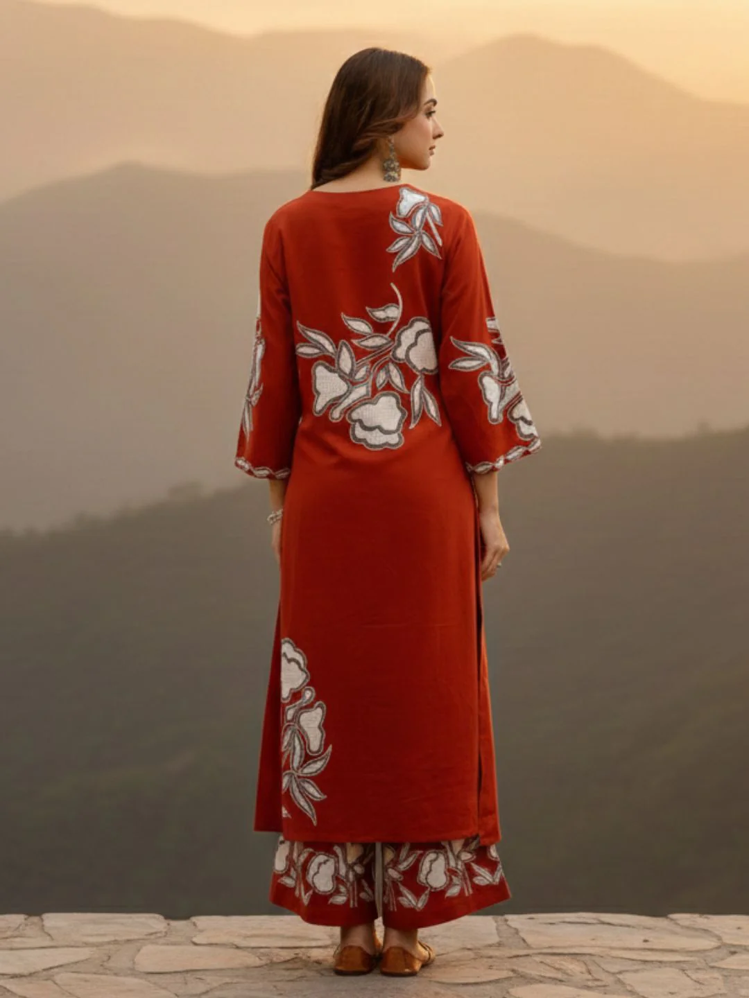 Bakul Rust Digital Print Kurta Pant Set - Image 5