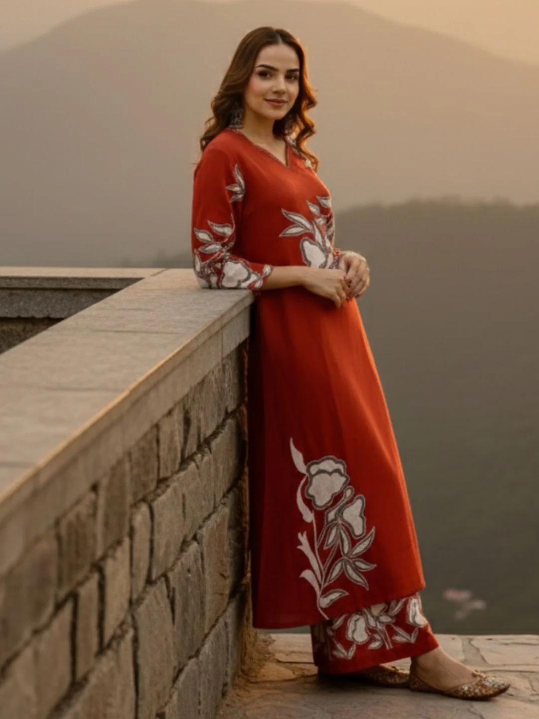 Bakul Rust Digital Print Kurta Pant Set - Image 7