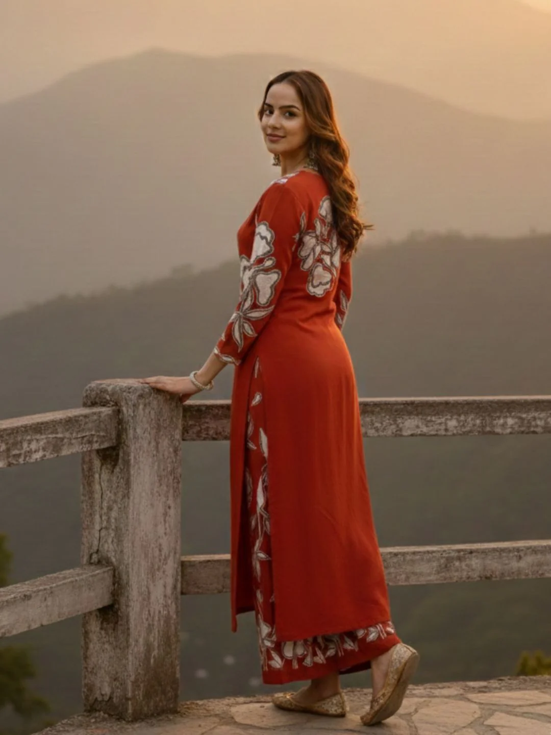 Bakul Rust Digital Print Kurta Pant Set - Image 9
