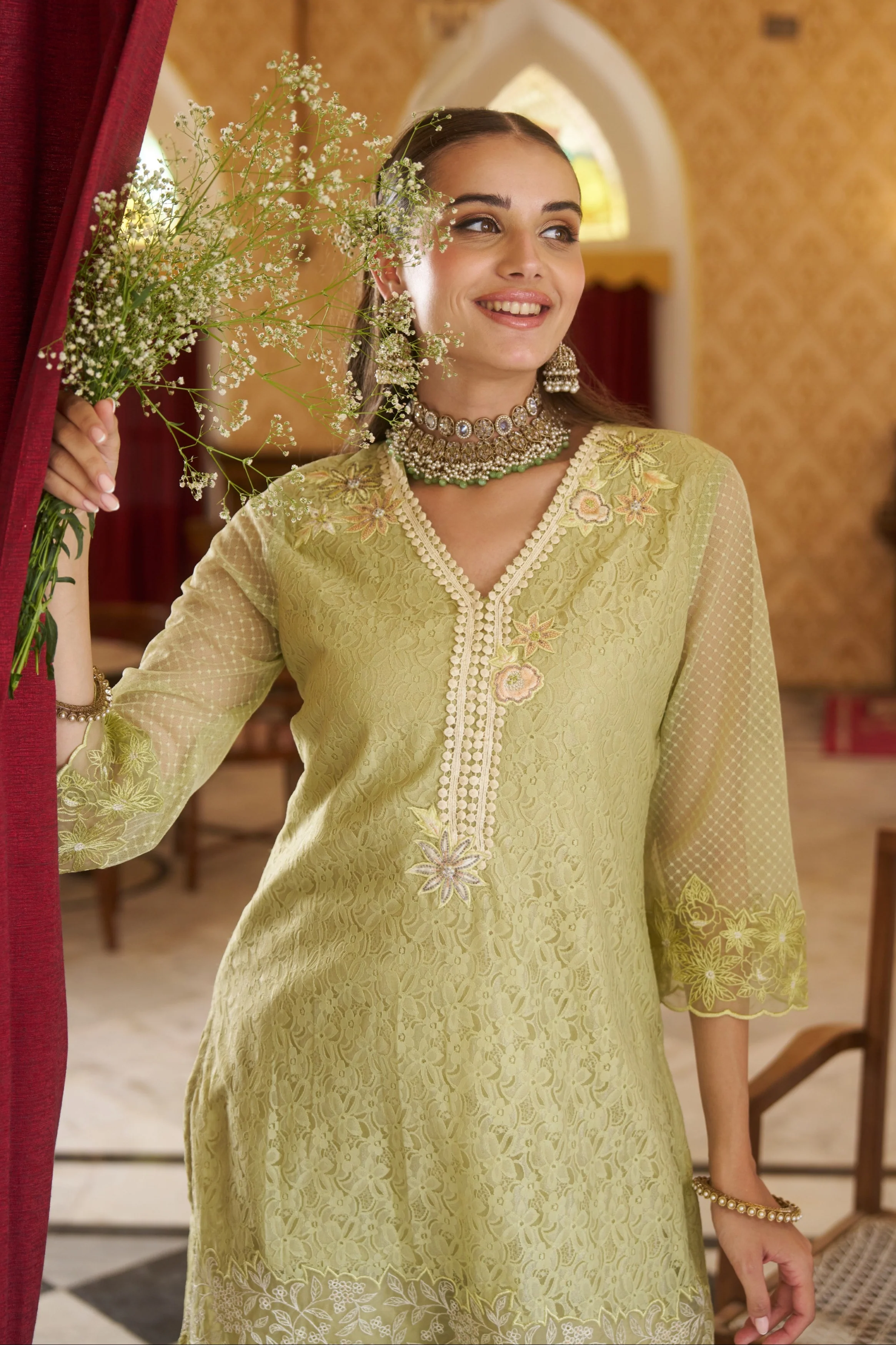 Anumeha sage embroidery co-ord set - Image 2