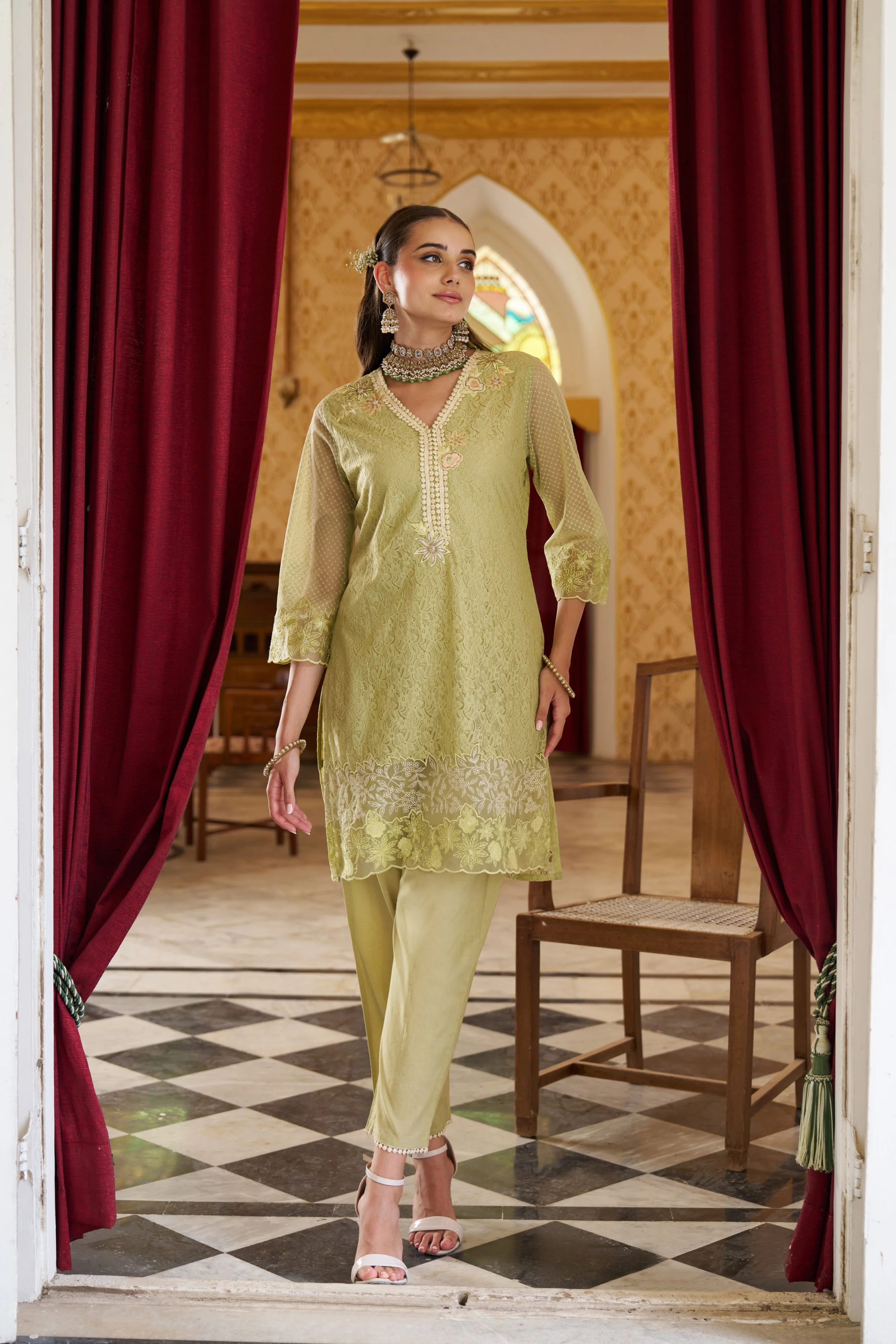 Anumeha sage embroidery co-ord set - Image 5