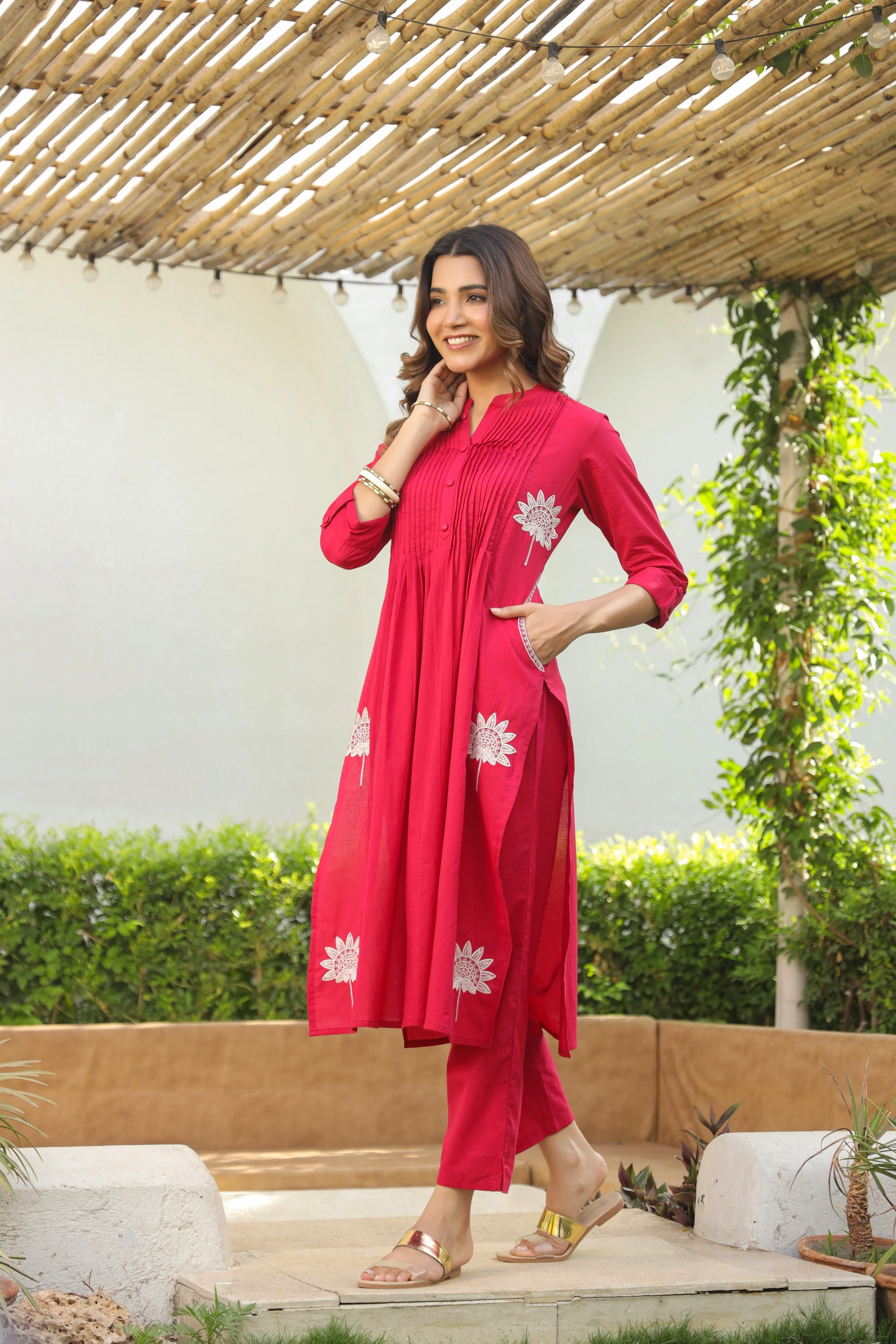 Nabha Rose Embroidered Kurta Pant Set - Image 3