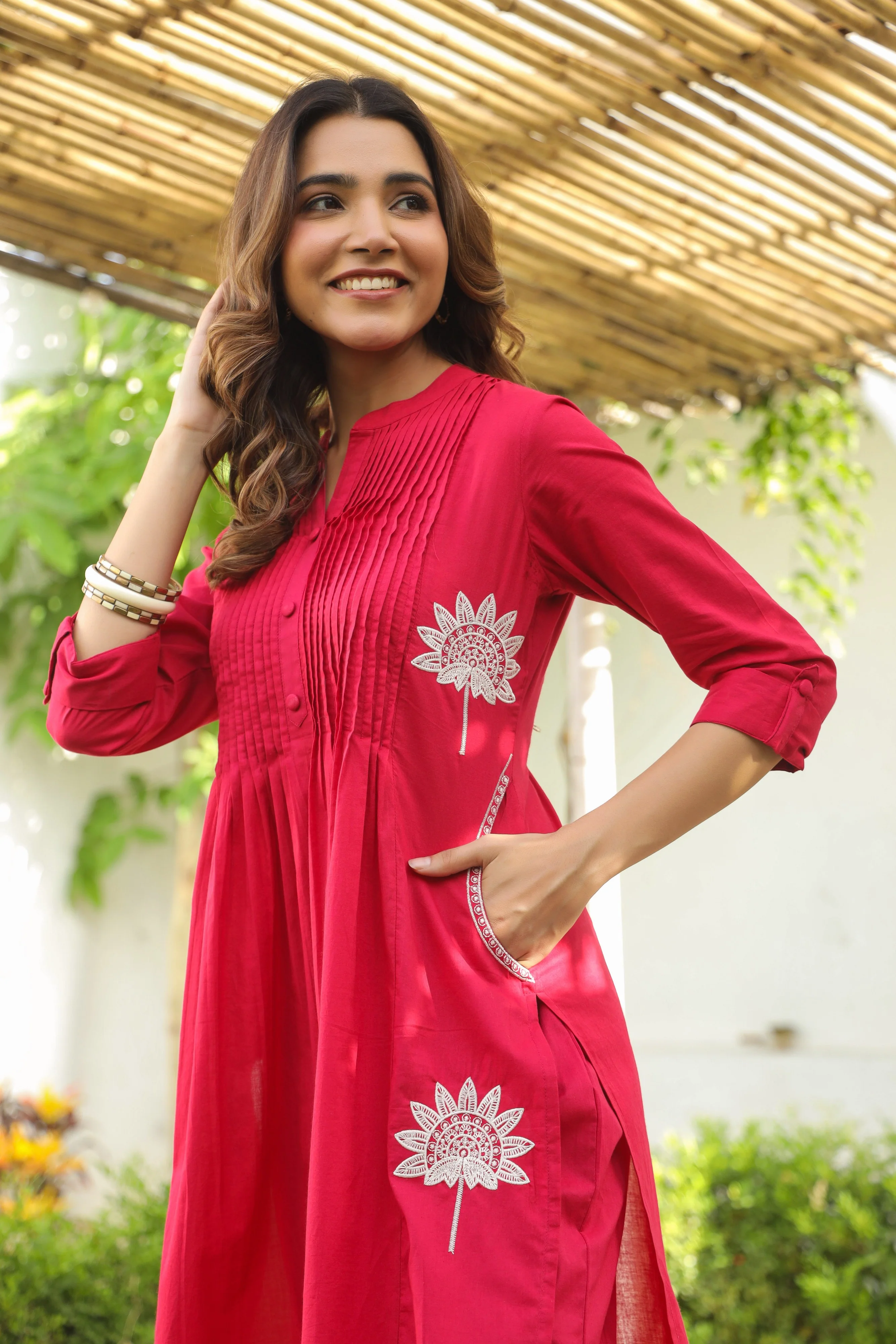 Nabha Rose Embroidered Kurta Pant Set - Image 4