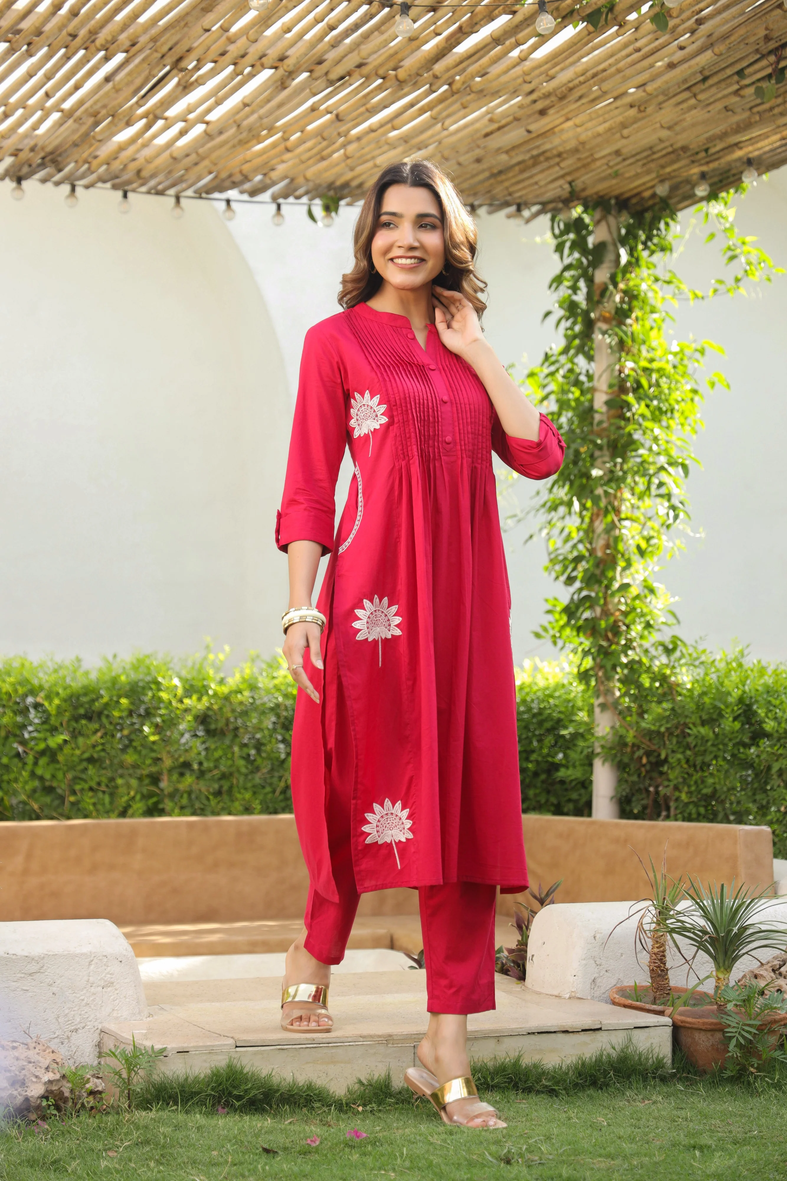 Nabha Rose Embroidered Kurta Pant Set - Image 8